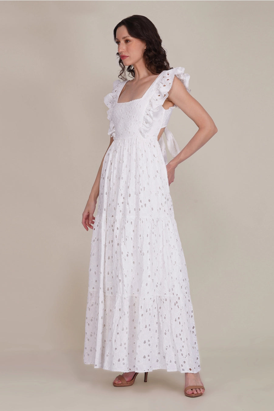 Lace & Beads Riviera Cotton Broderie White Maxi Dress – Love My Apparel