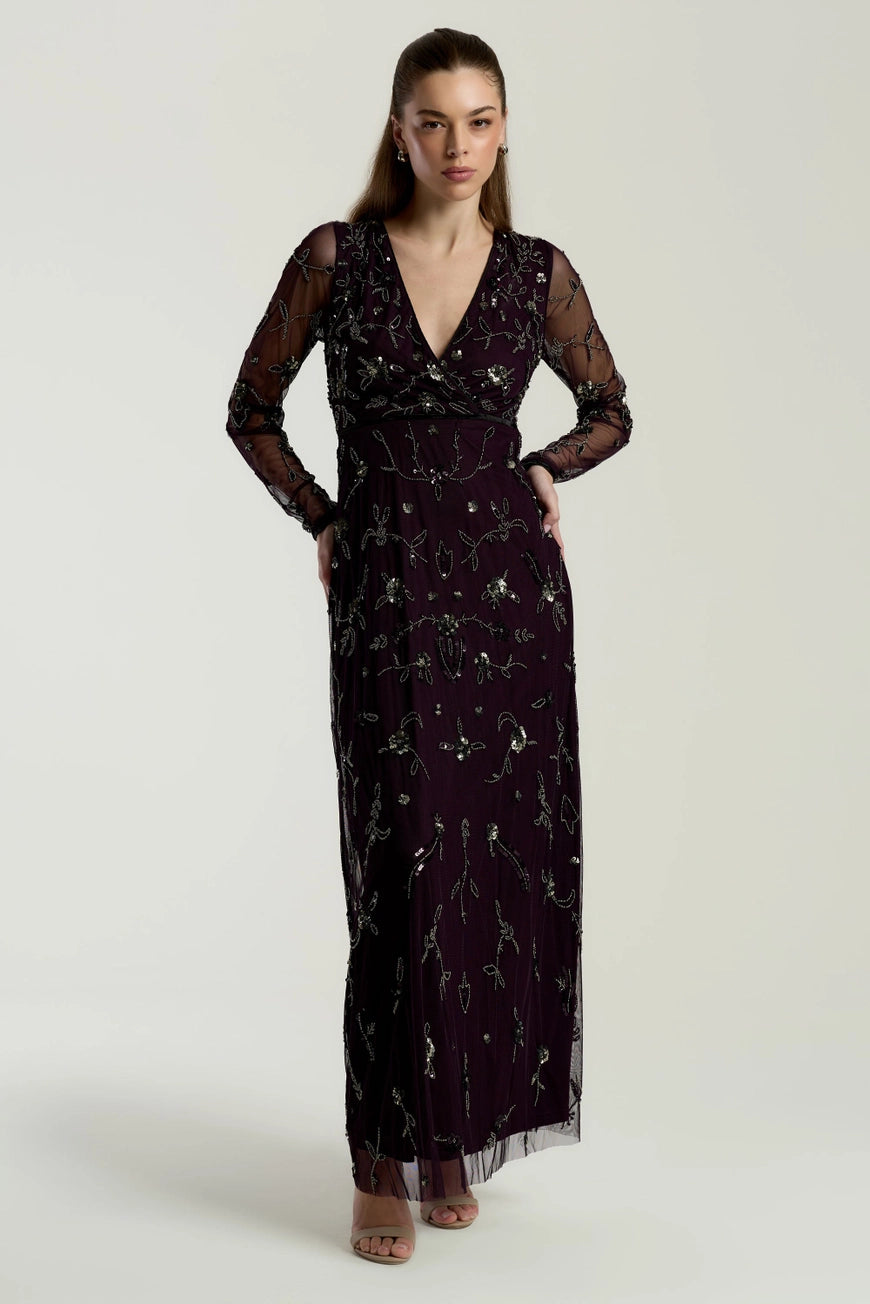Frock \u0026 Frill Willow Purple Embellished Maxi Dress – Love My Apparel, image size:870x1304