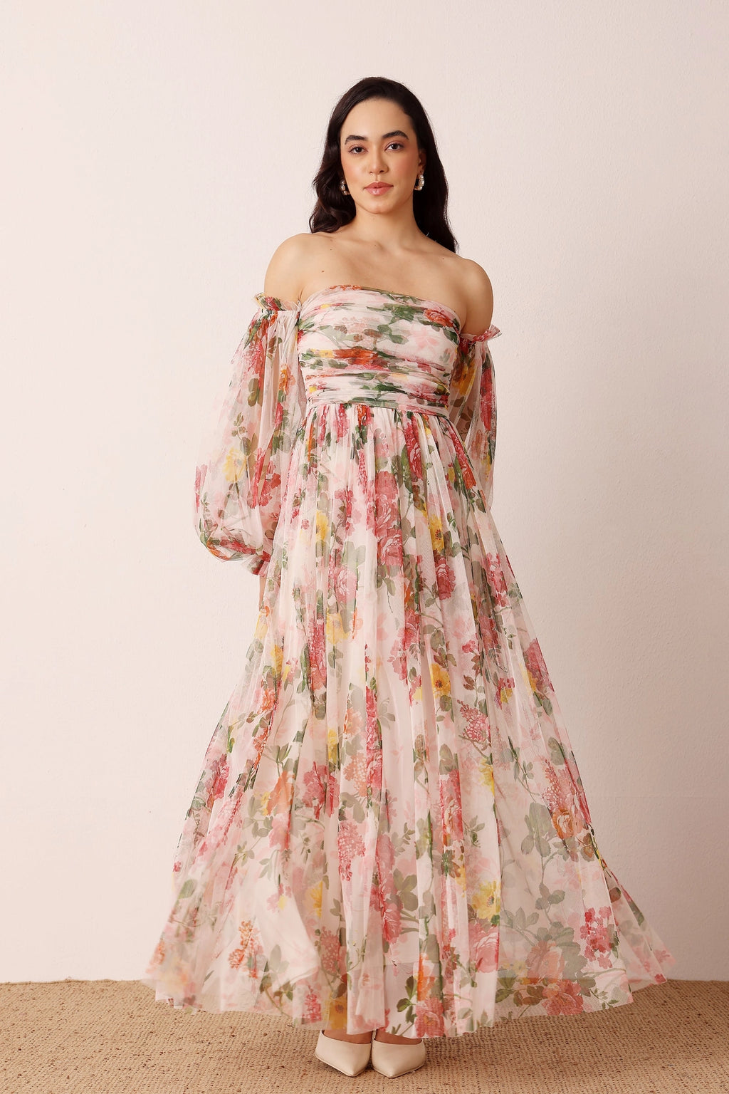 lace and beads tulle maxi dress Lace & Beads bandeau tulle maxi dress in plum