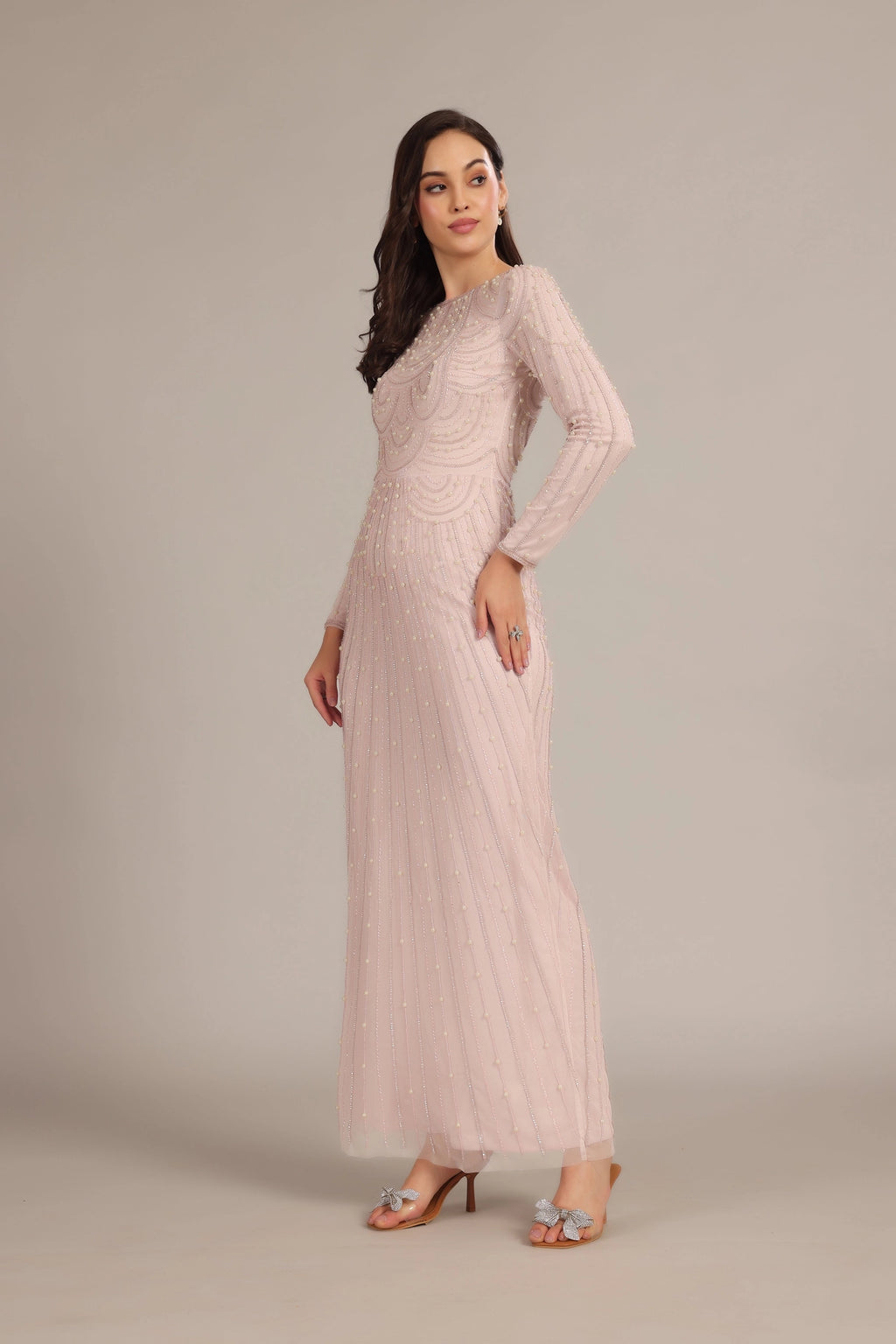 Lace & Beads Mabel Embellished Pearl Powder Pink Maxi Dress – Love My  Apparel