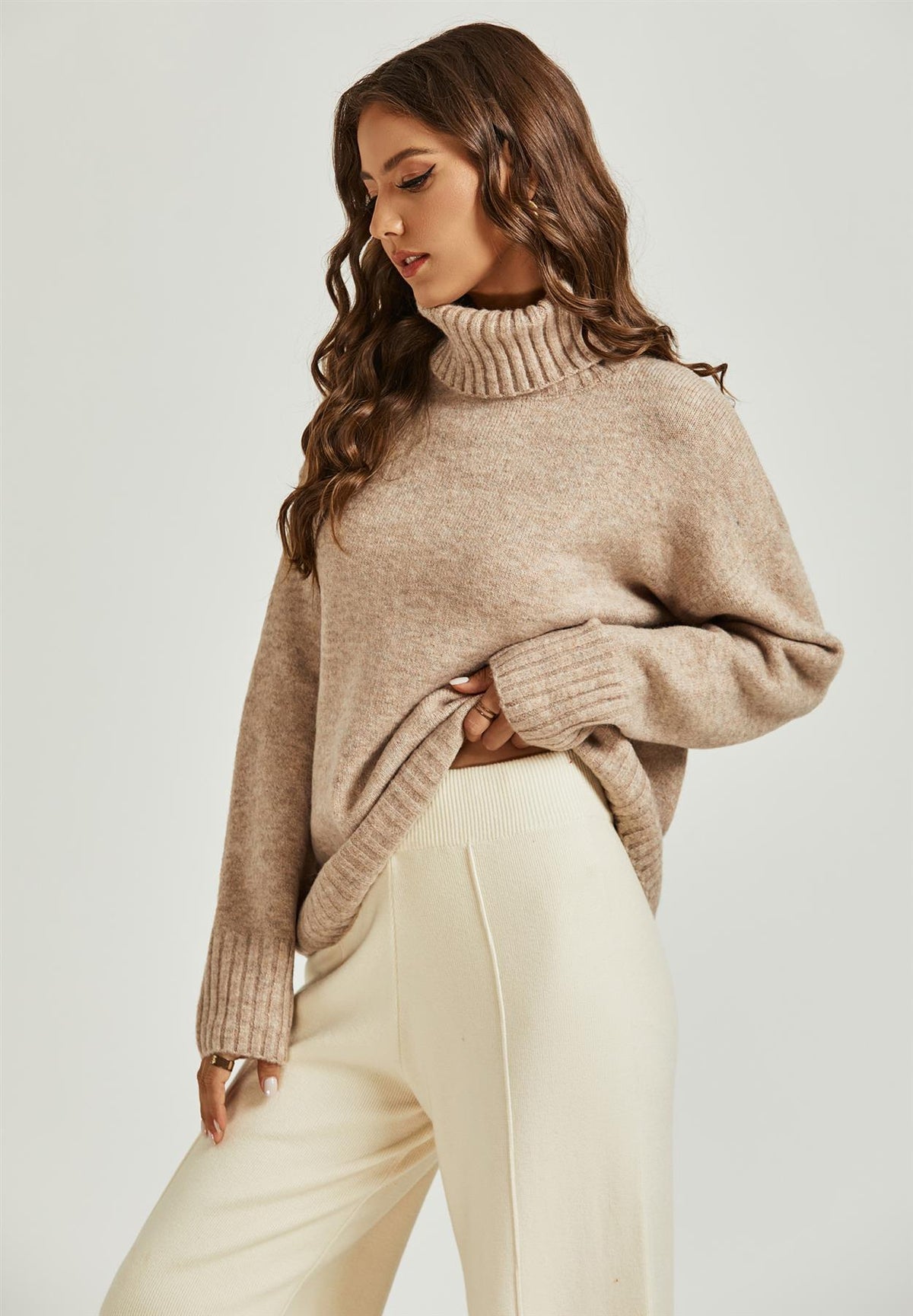 FS Collection Jumper Top With High Neck In Camel