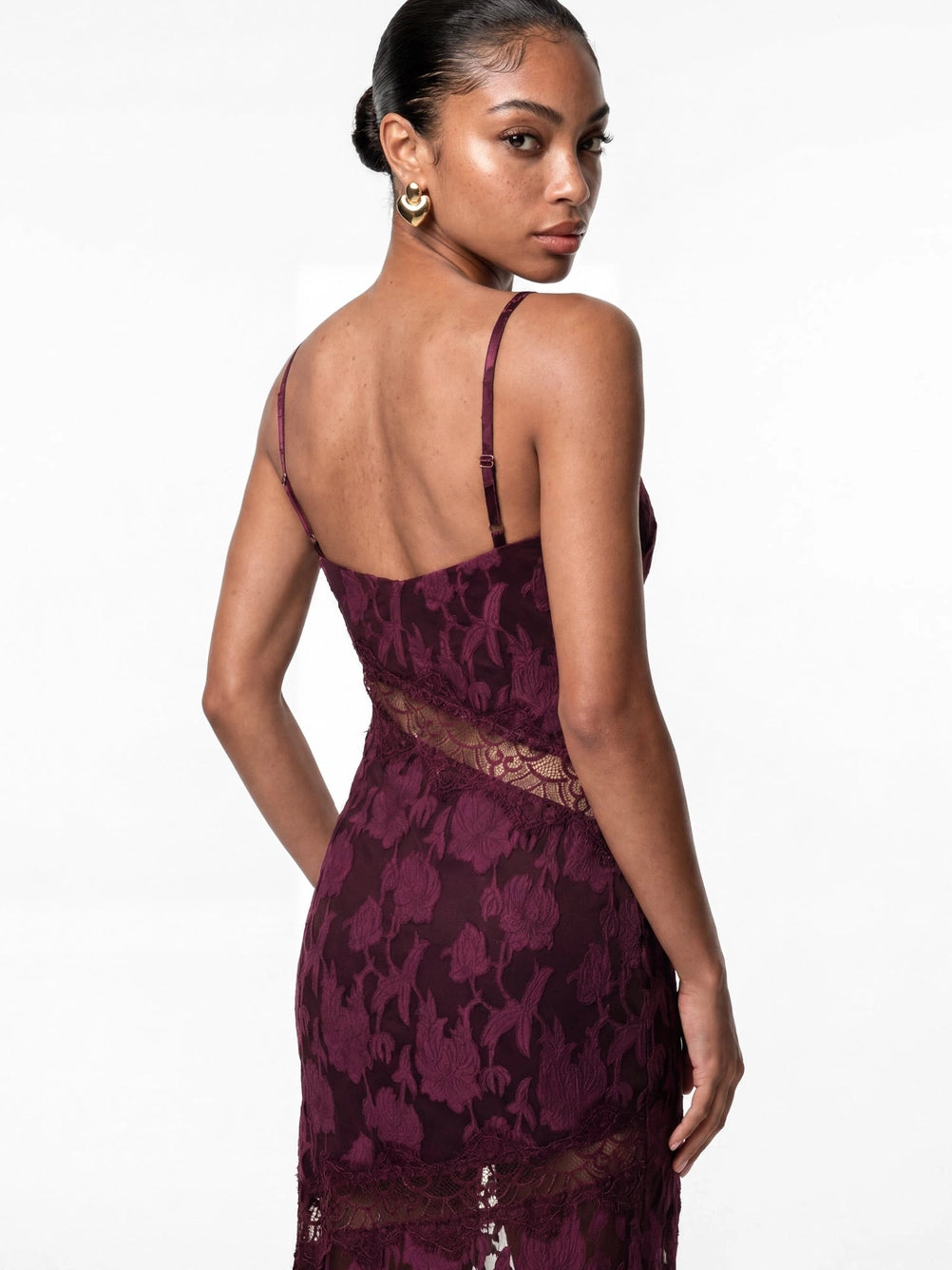 Anaya With Love Fig Burgundy Lace Maxi Dress