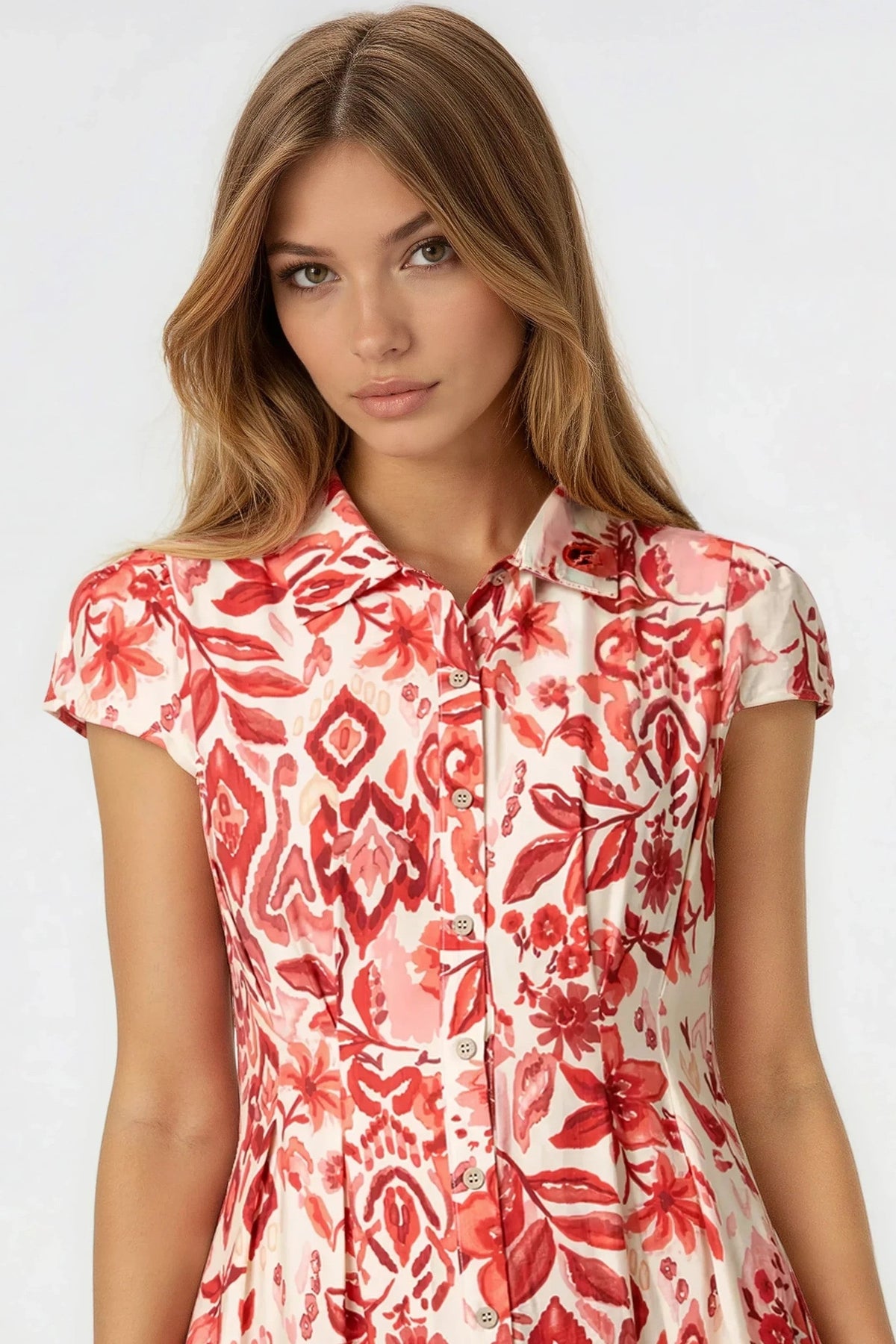 Aftershock London Orange Floral Shirt Midi Dress