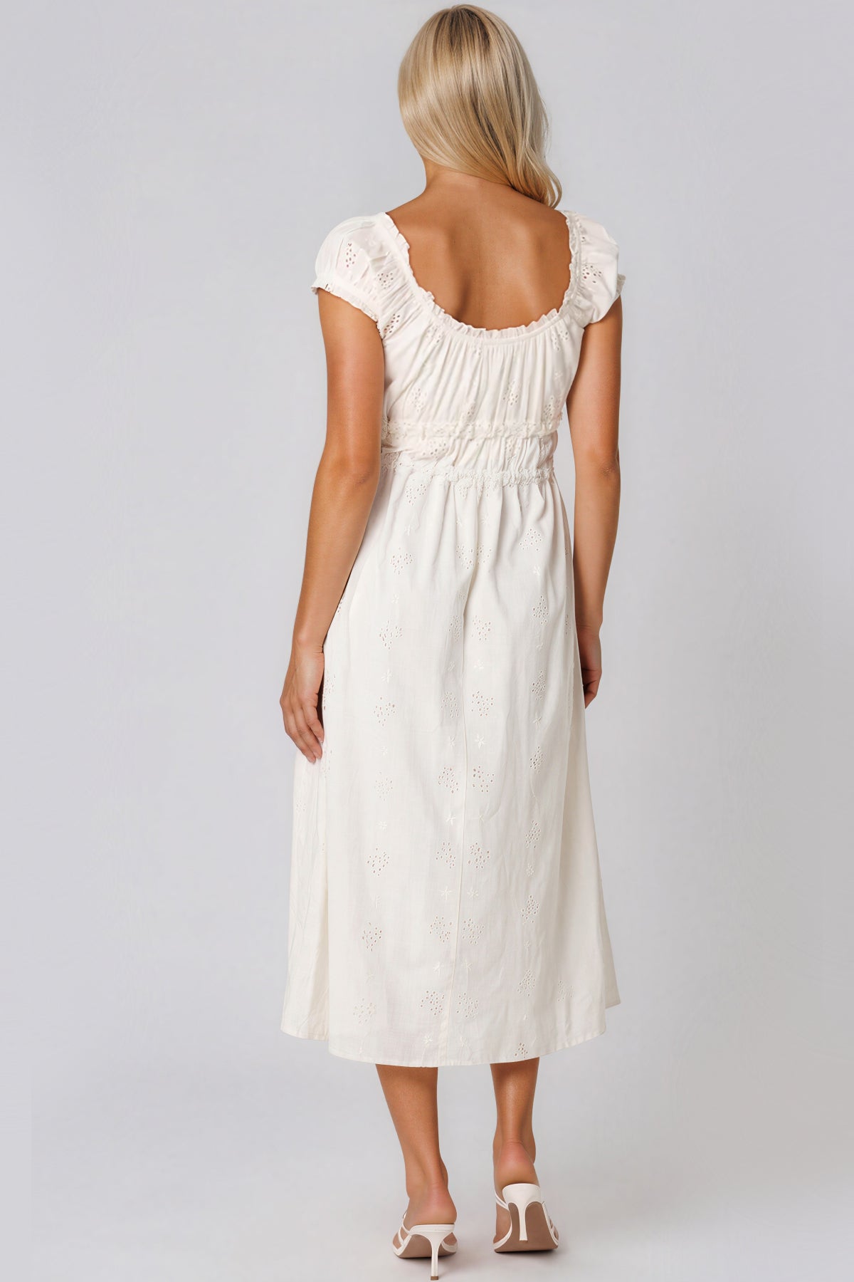 Aftershock London Ivory Broderie Cotton Midi Dress