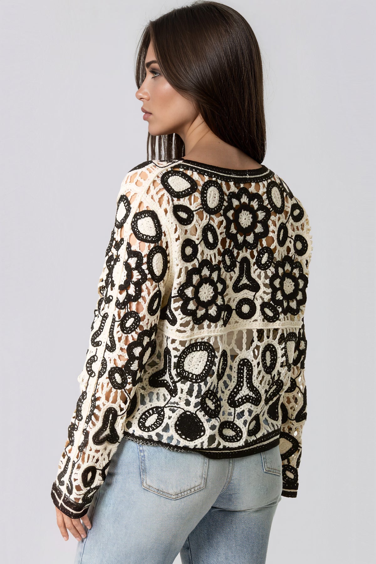 Aftershock London Black Floral Crochet Cardigan