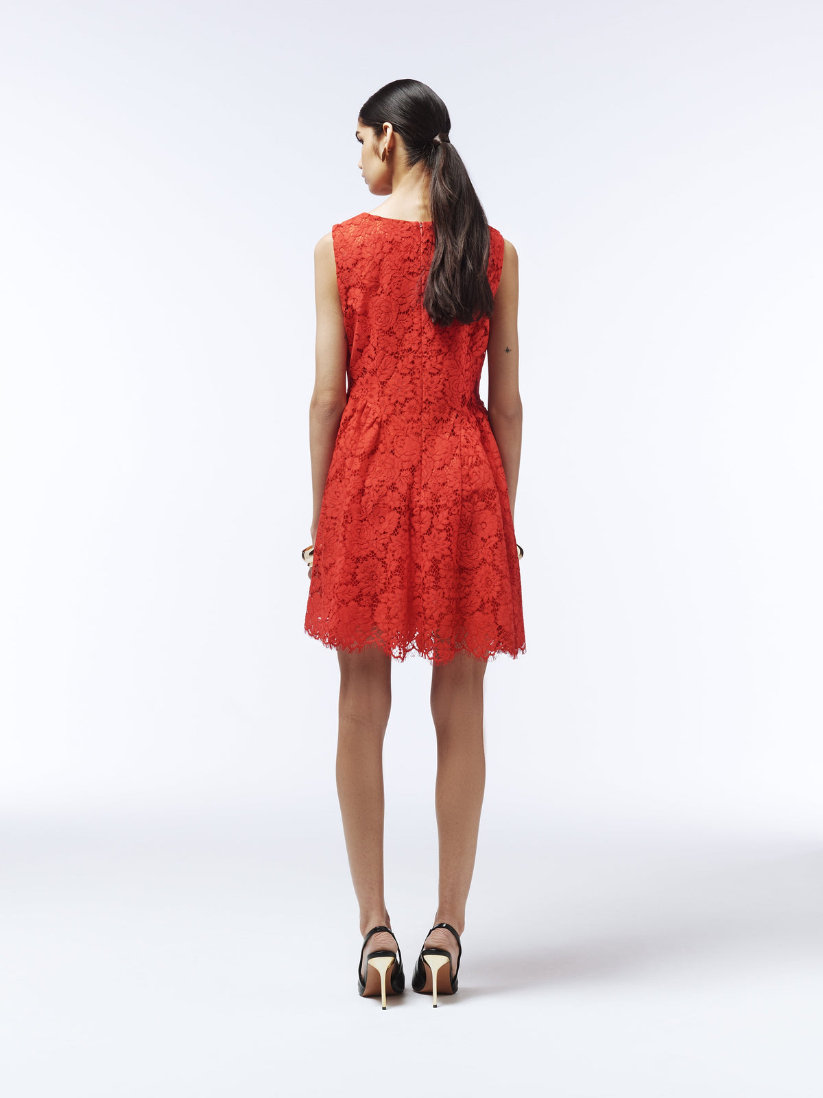 Floral Lace Mini Dress in Scarlet Red