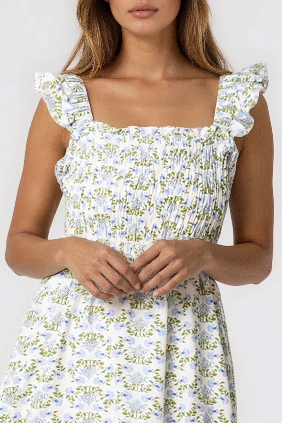 Aftershock LondonBlue Floral Open Tie Back Midi Dress