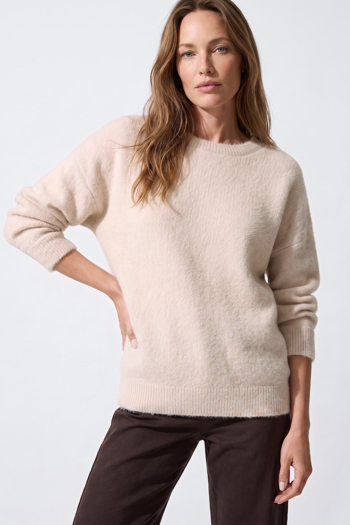 Aftershock London Beige Crew Neck Long Sleeve Jumper