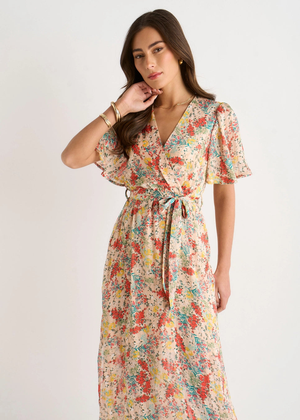 Gini London Multi Floral Jacquard Midi Dress