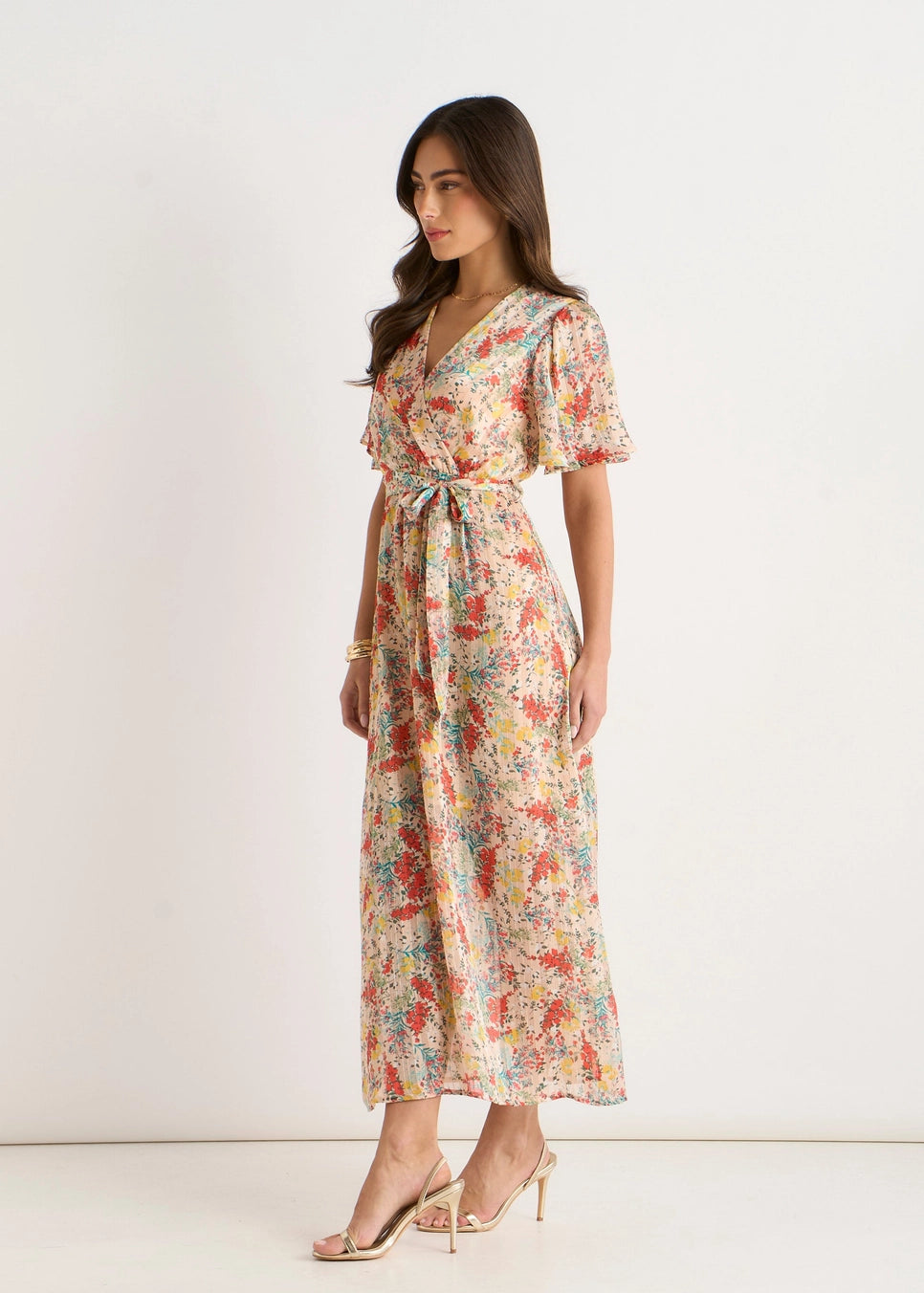 Gini London Multi Floral Jacquard Midi Dress