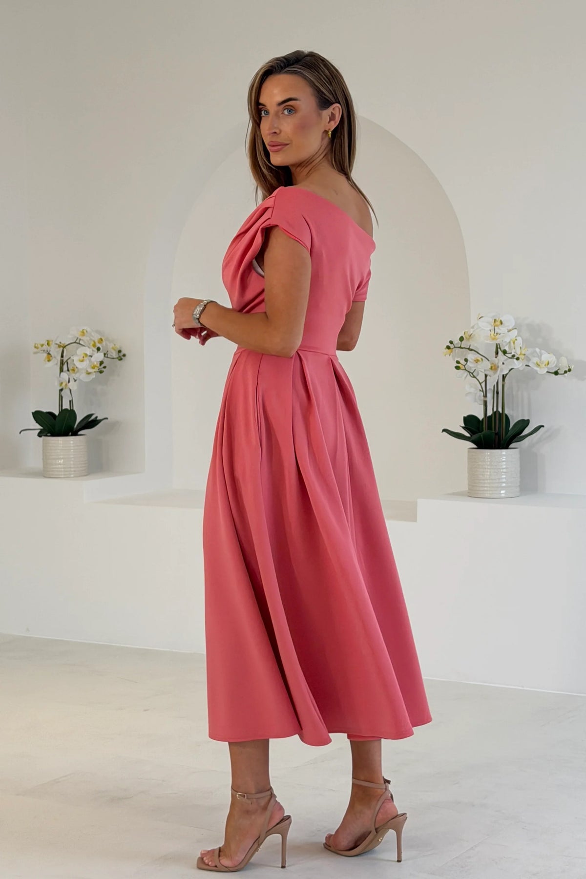 Girl In Mind Betty Asymmetric Rose Pink Midi Dress Love My Apparel Girl In Mind Betty Asymmetric Rose Pink Midi Dress Love My Apparel