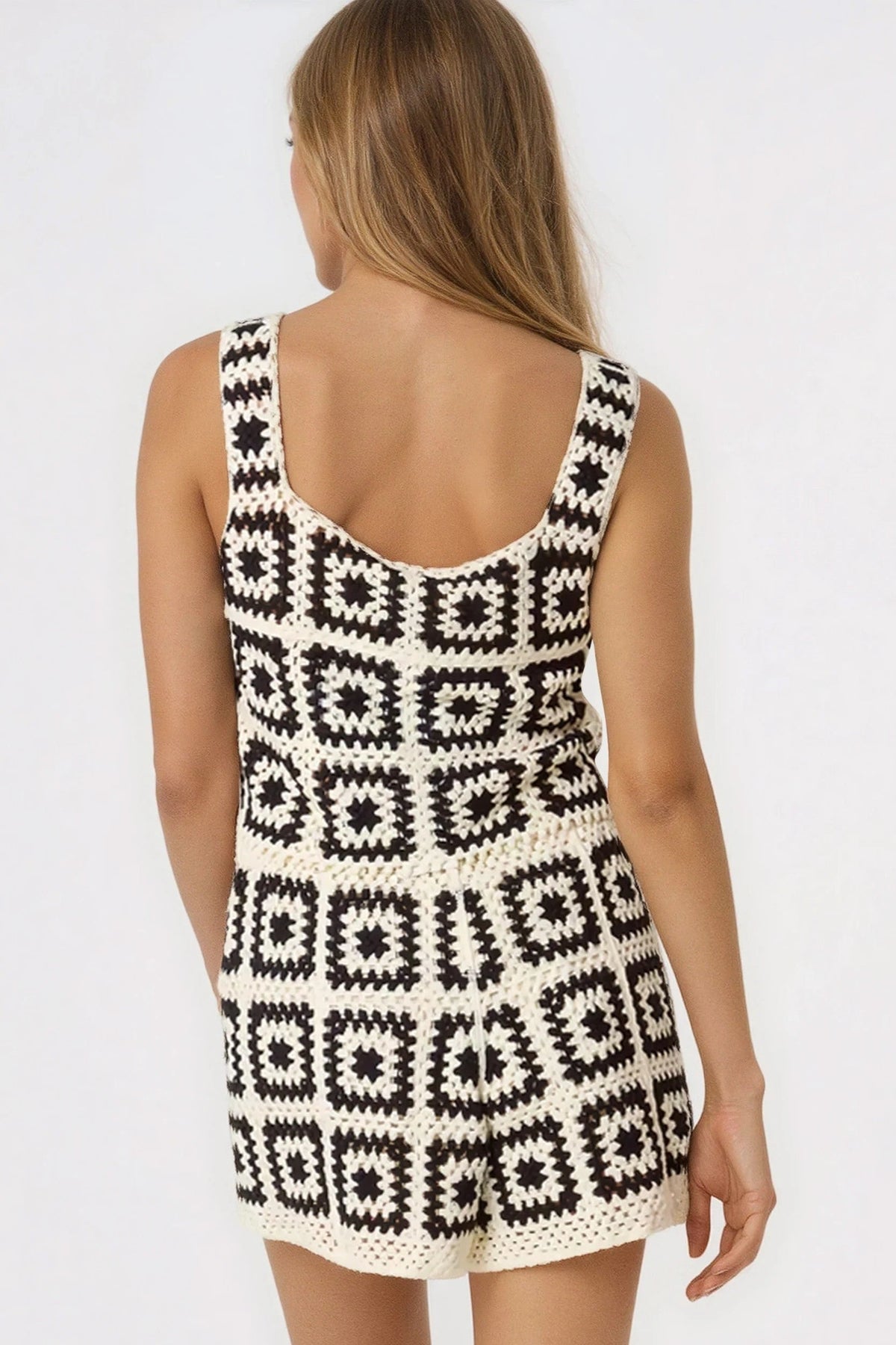 Aftershock London Black and Cream Crochet Top and Shorts Set