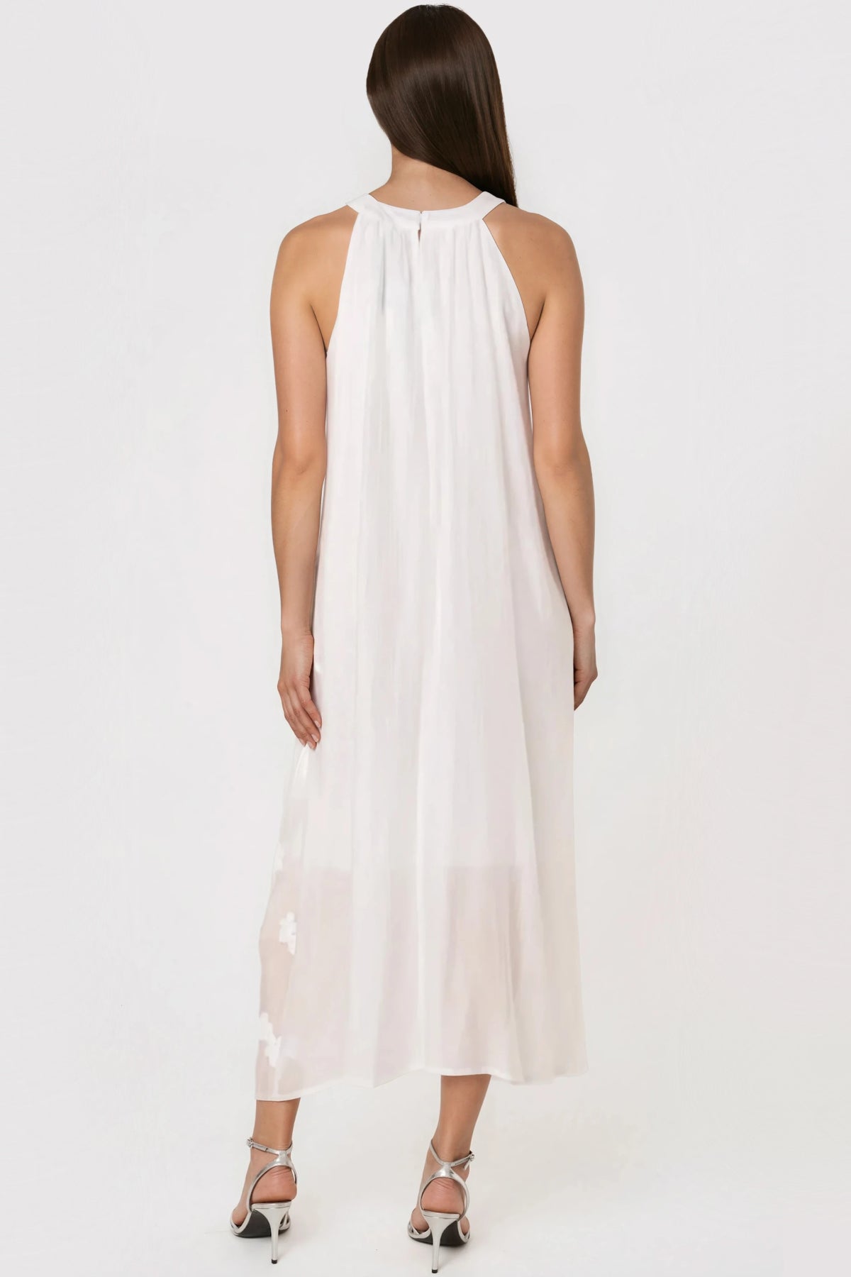 Aftershock London White Halterneck Flower Cotton Dress