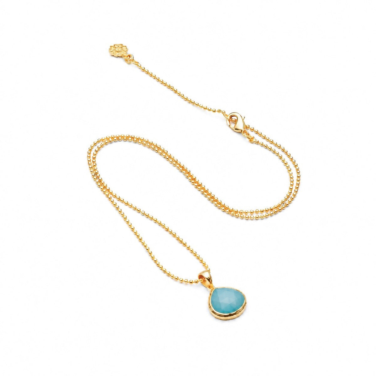 Eos Drop Gemstone Necklace: Aqua Chalcedony