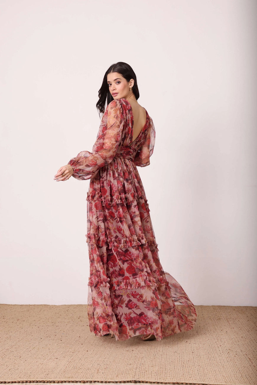 Lace & Beads Lydia Maxi Rose Floral Dress