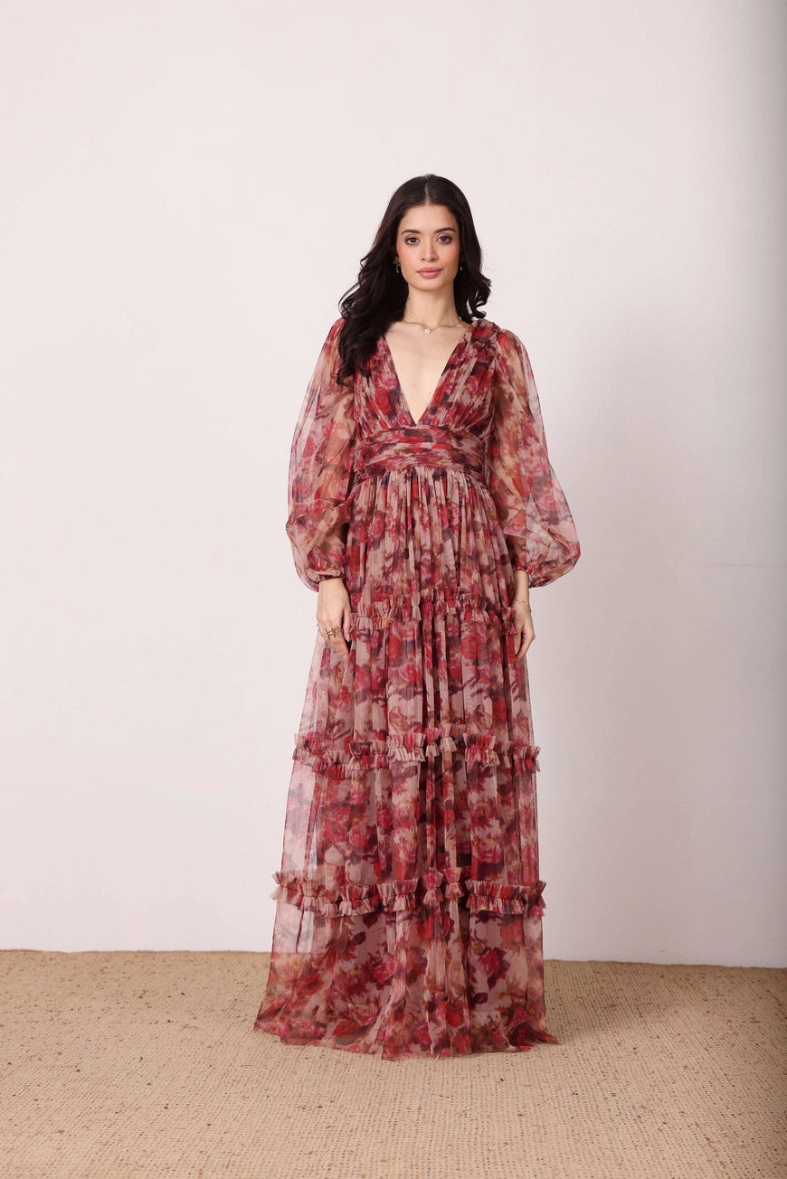 Lace & Beads Lydia Maxi Rose Floral Dress