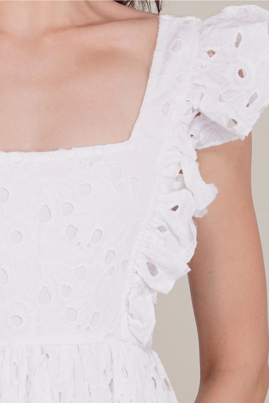 Lace & Beads Riviera Cotton Broderie White Maxi Dress
