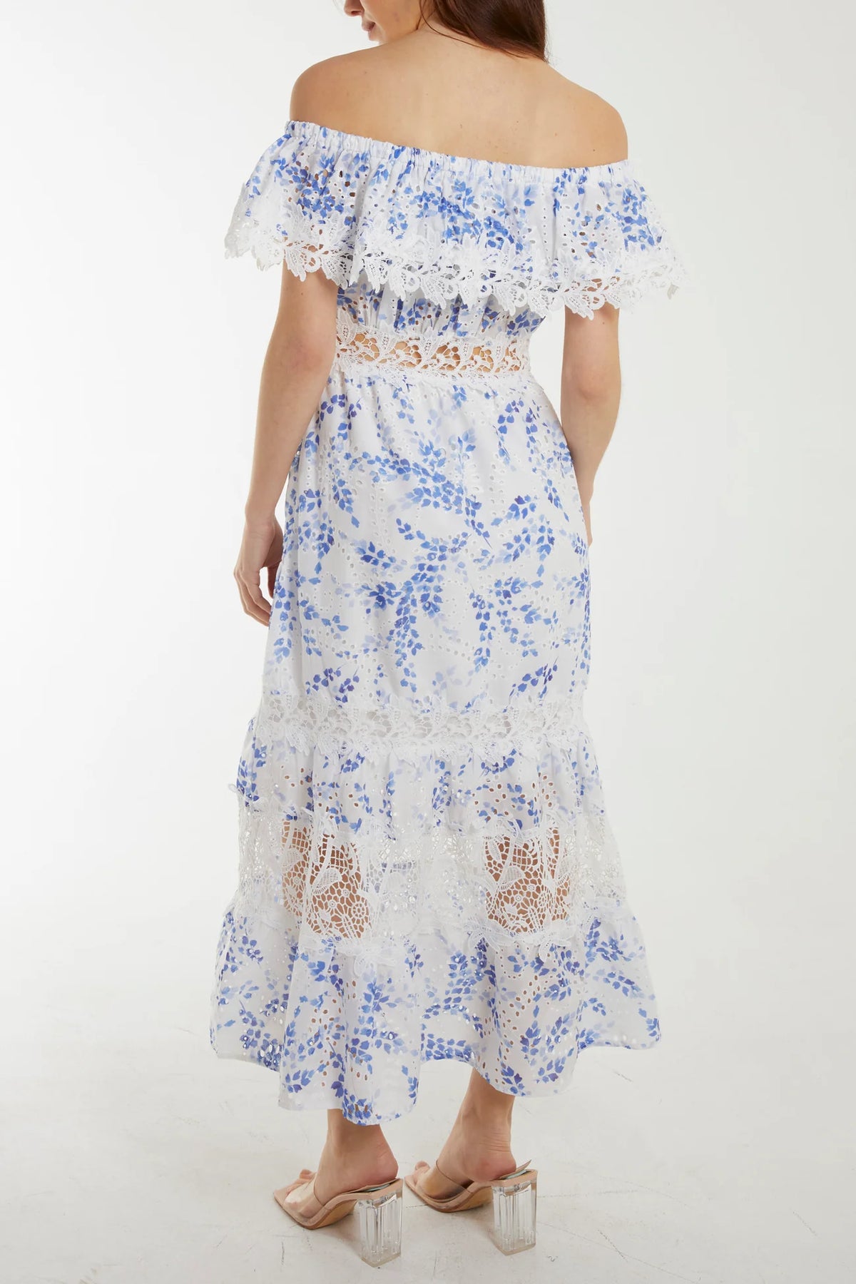 Bardot blue and white maxi dress