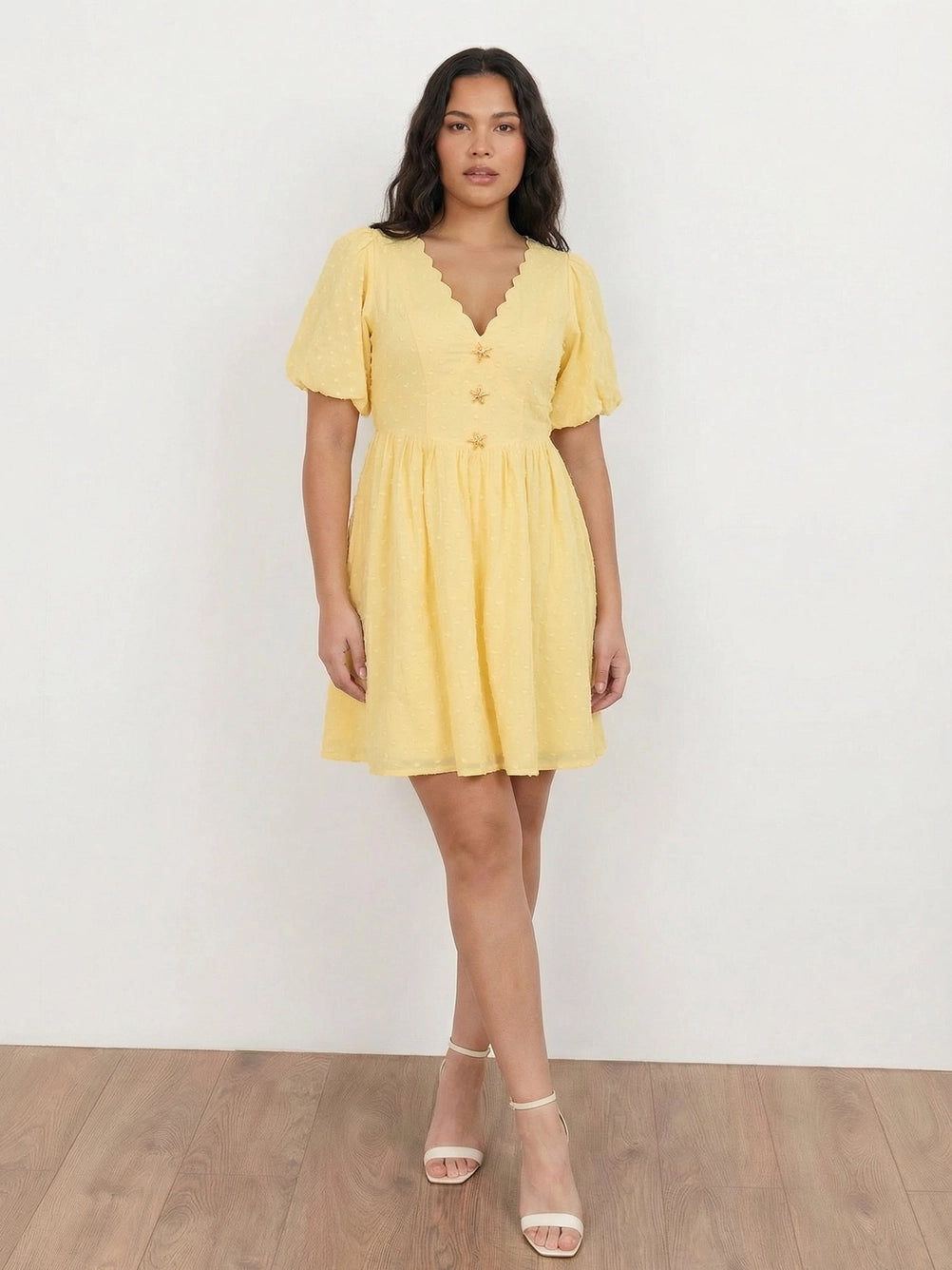 LOVEDROBE-yellow-scallop-edge-mini-dress