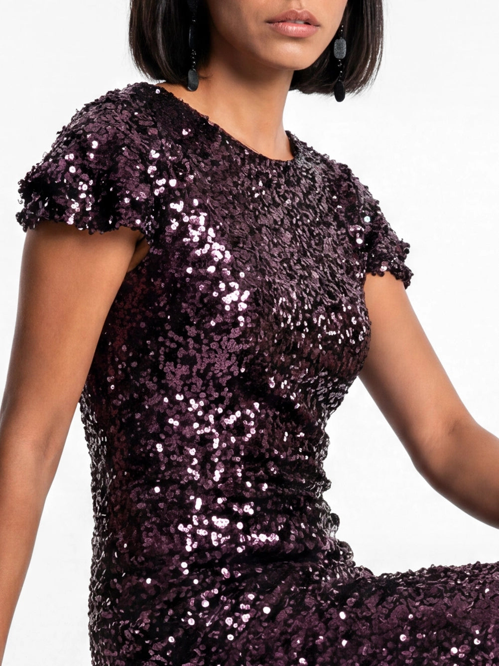Maya Purple Sequin Flutter Sleeve Maxi Dress