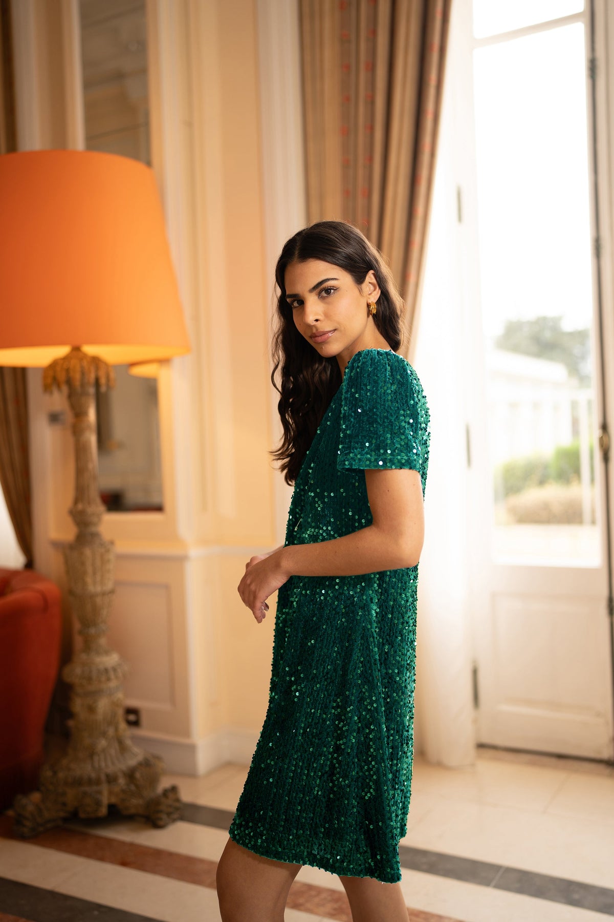 Yumi Green Sequin Tunic Dress