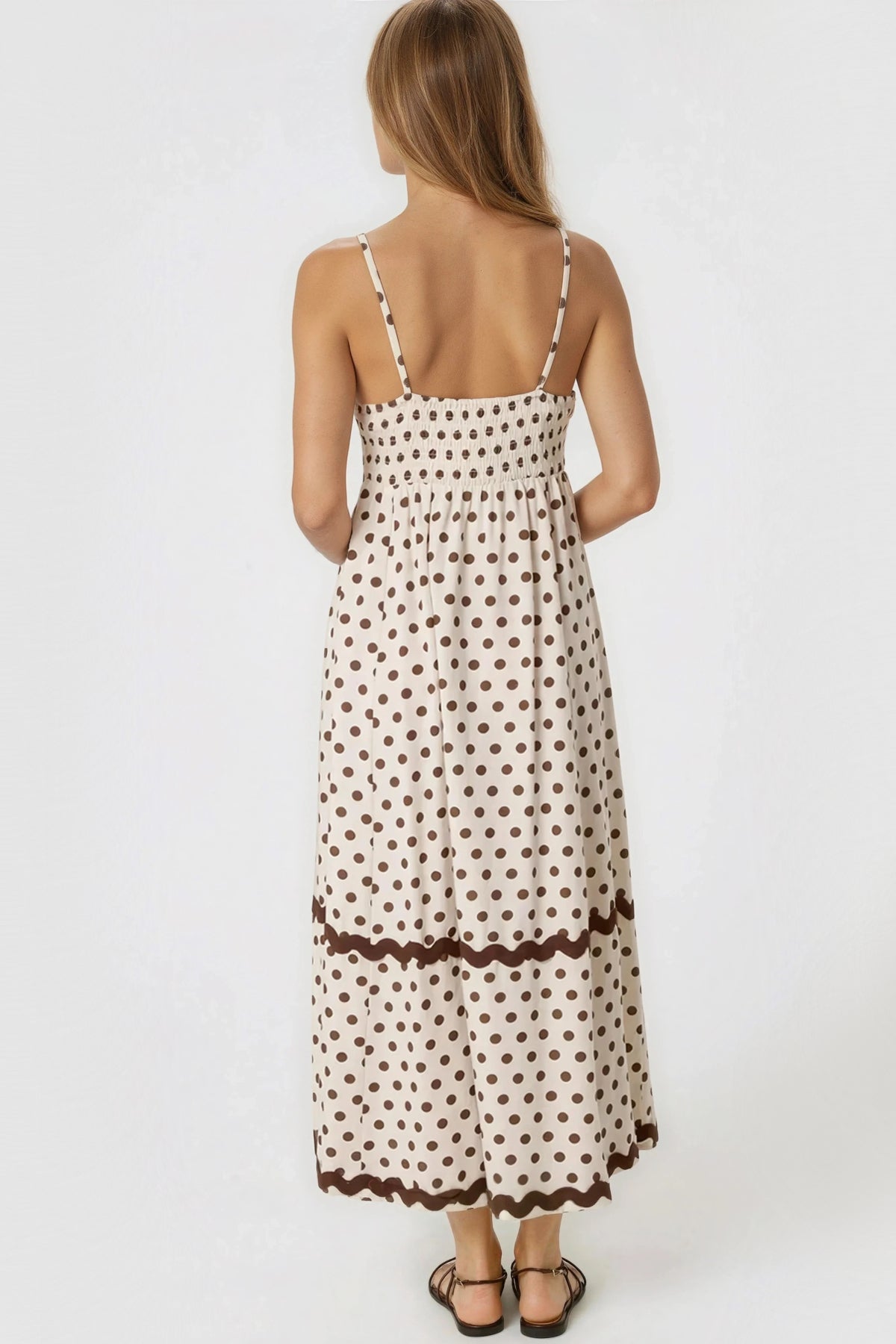 Aftershock London Brown Polka Dot Strappy Dress