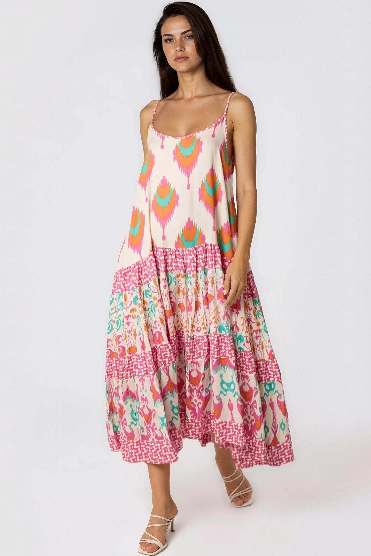 Aftershock London Pink Tiered Cami Maxi Dress