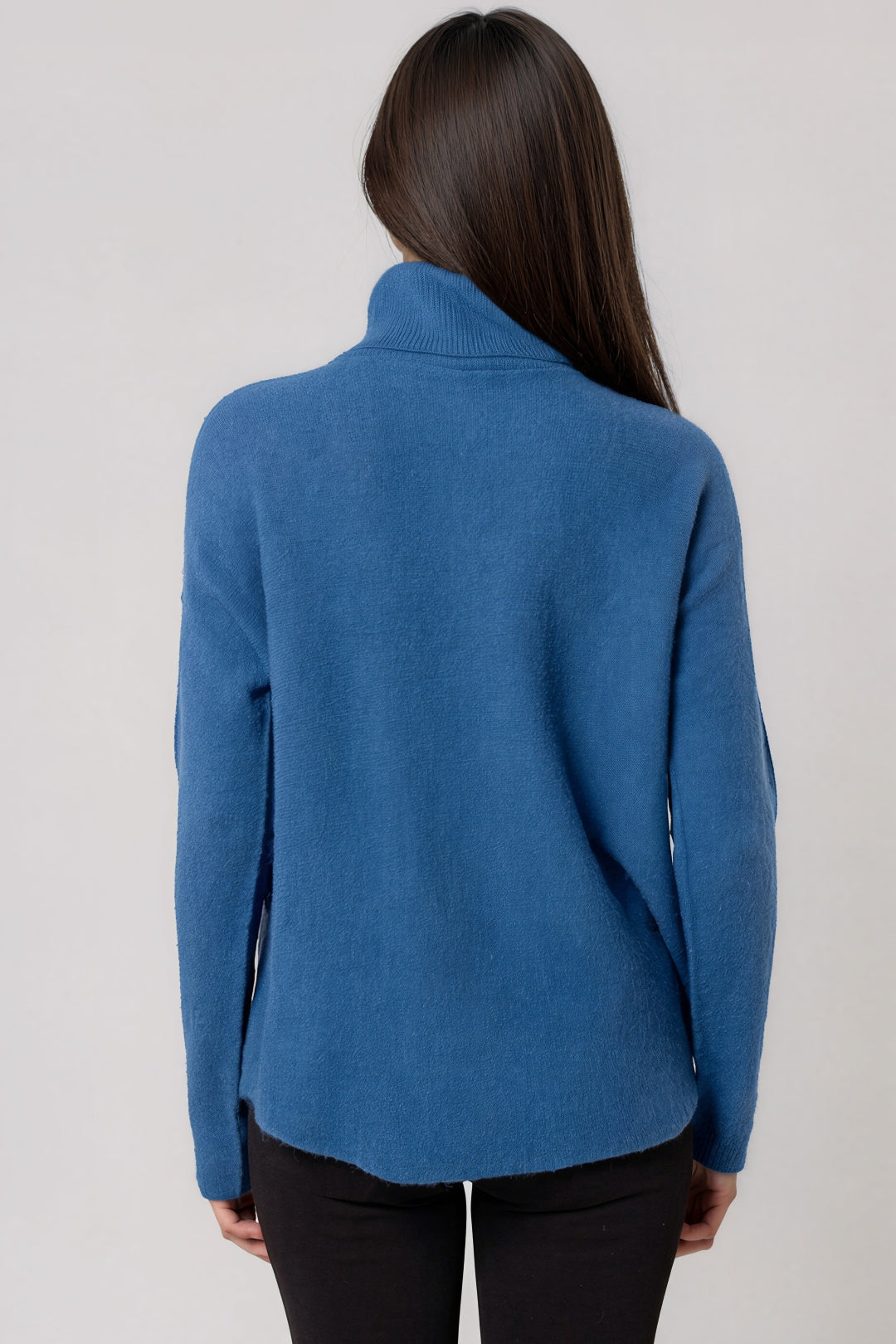 Aftershock London Dark Denim Roll Neck Soft Knit Jumper