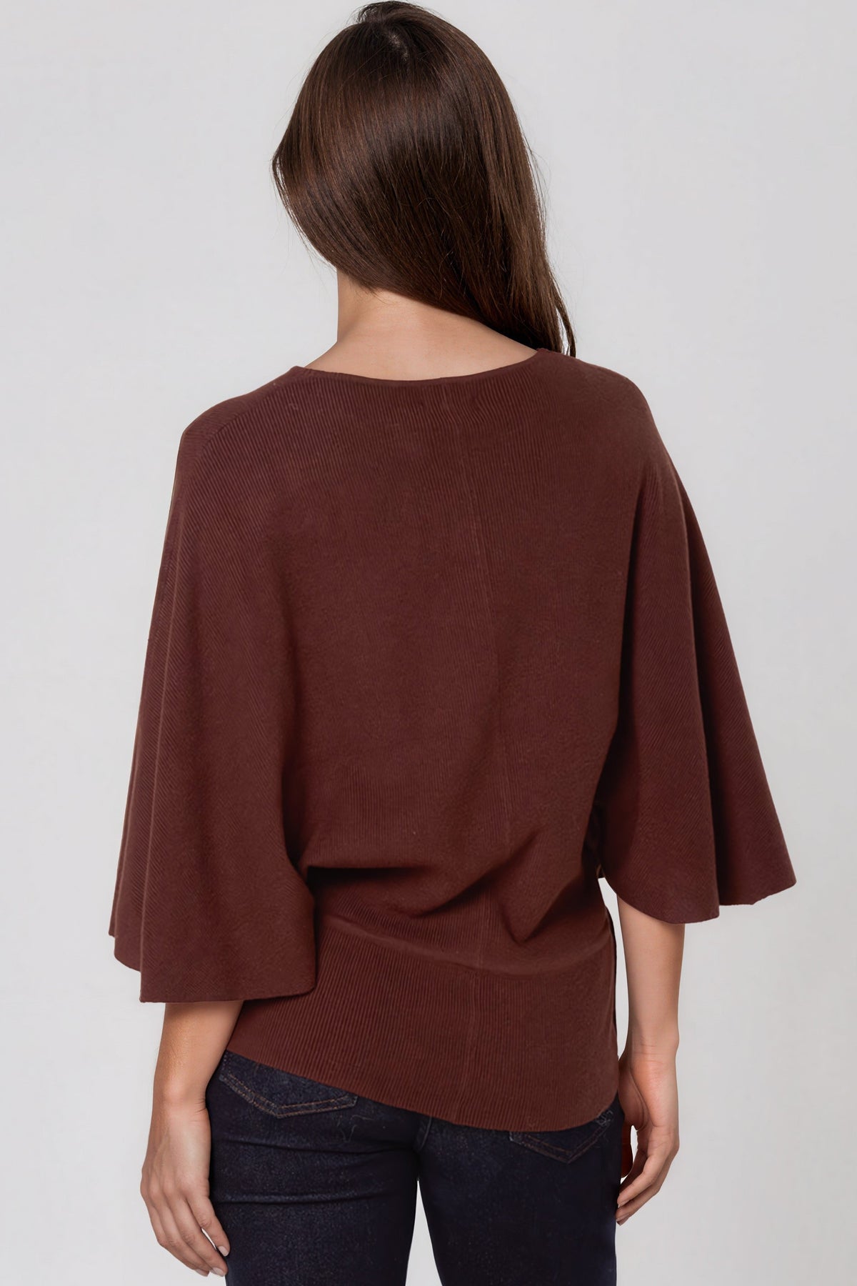 Aftershock London Brown Tie Waist Batwing Sleeve Knit Jumper