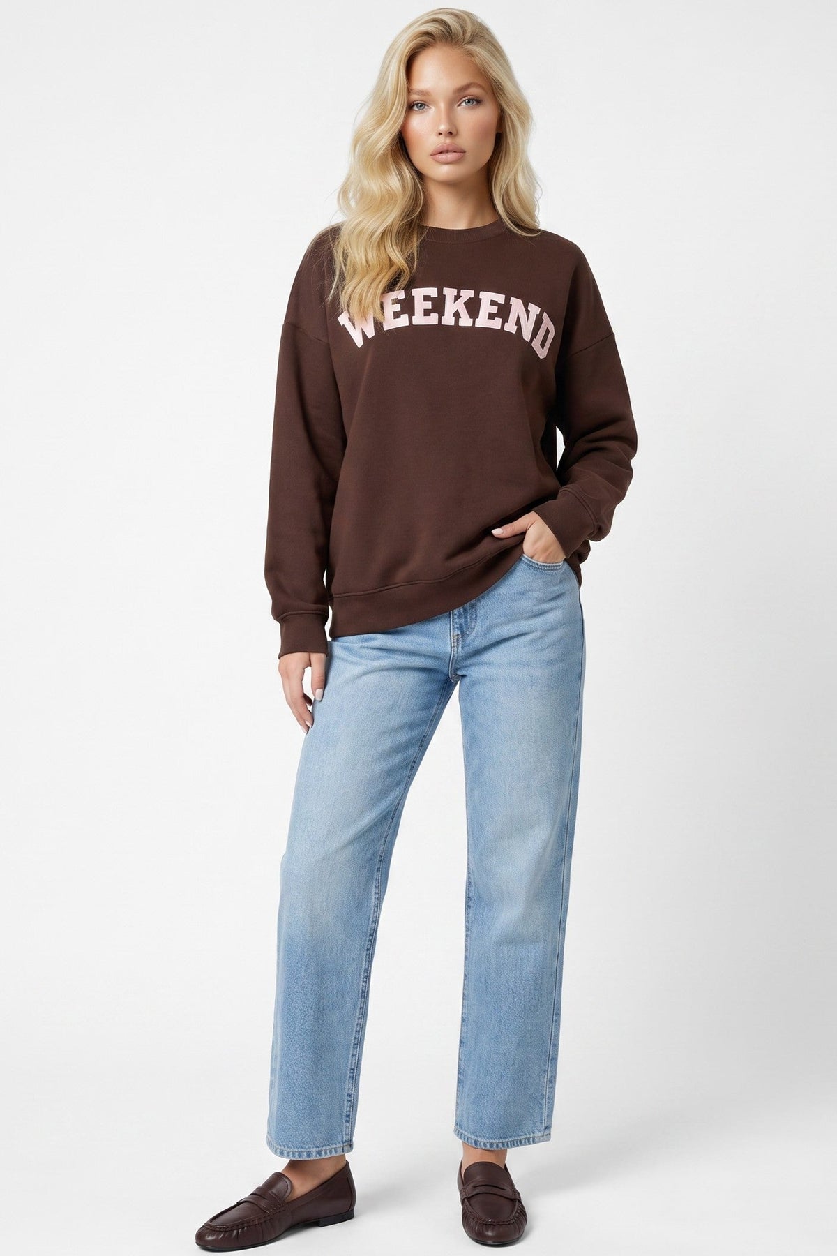 Aftershock London Brown Weekend Cotton Sweatshirt