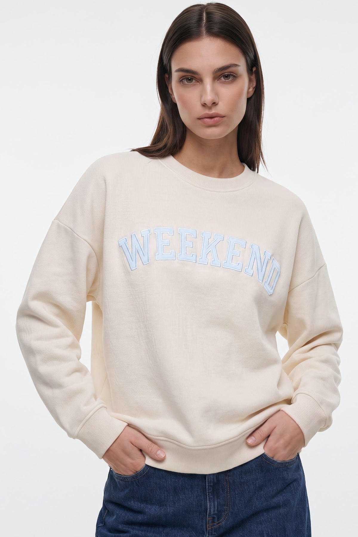 Aftershock London Ivory Weekend Cotton Sweatshirt