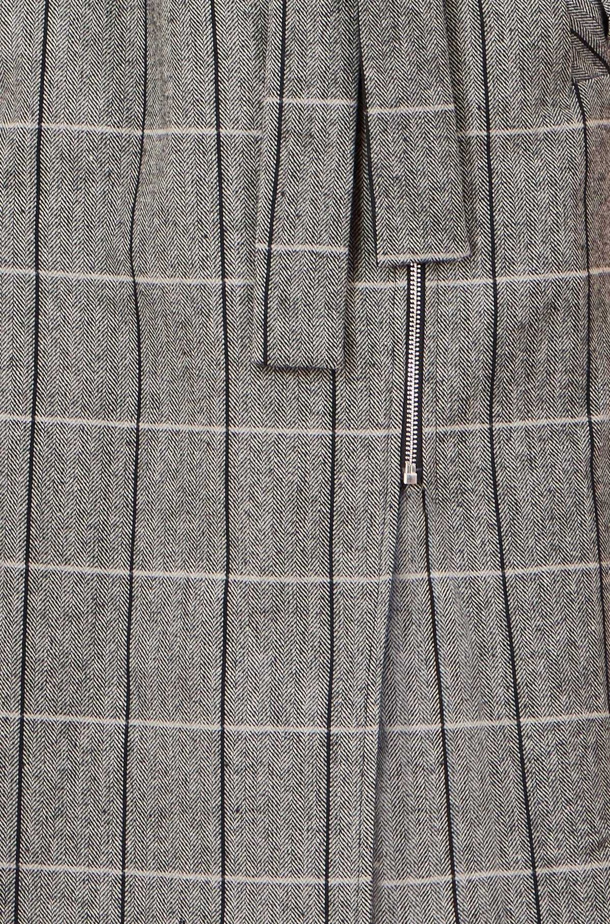 Yumi Grey Check Oversize Long Biker Coat