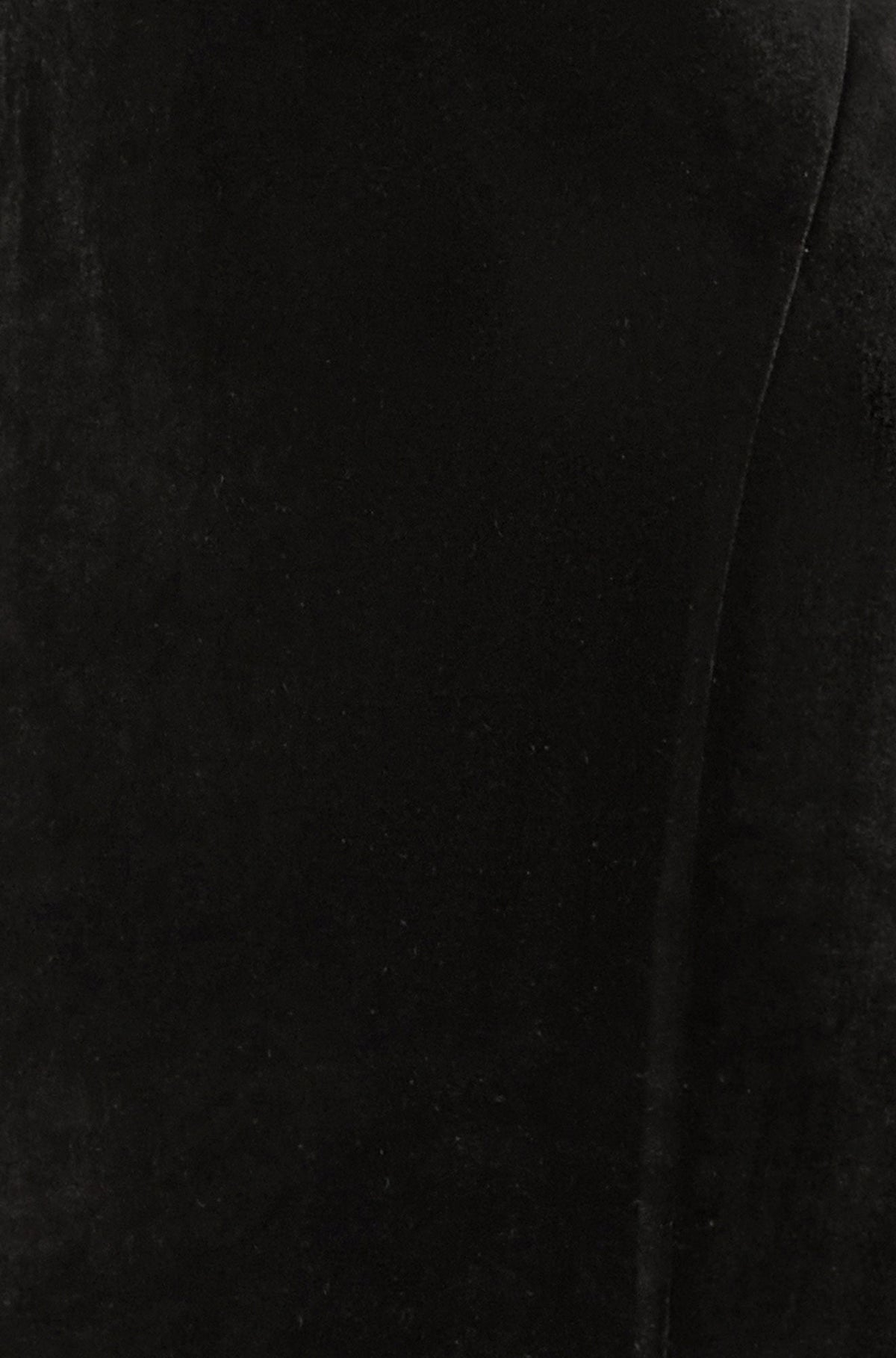 Yumi Black Velvet Midi Dress With Slash Neckline and Sheer Sleeves