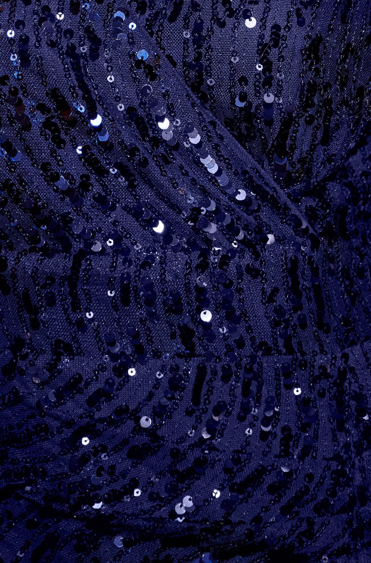 Yumi Navy Sequin Fitted Wrap Dress With Split Hem