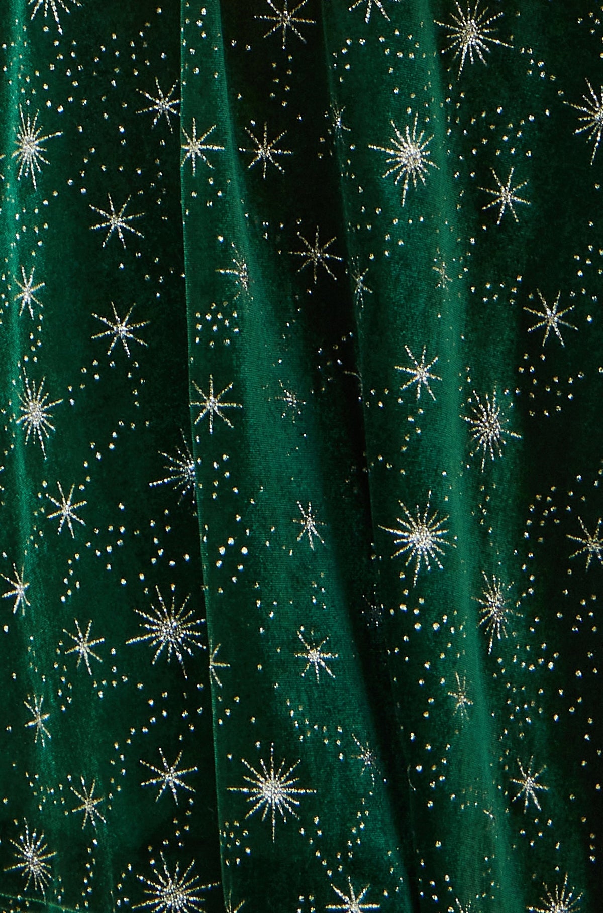 Yumi Green Starburst Foil Print Long Sleeve Skater Dress