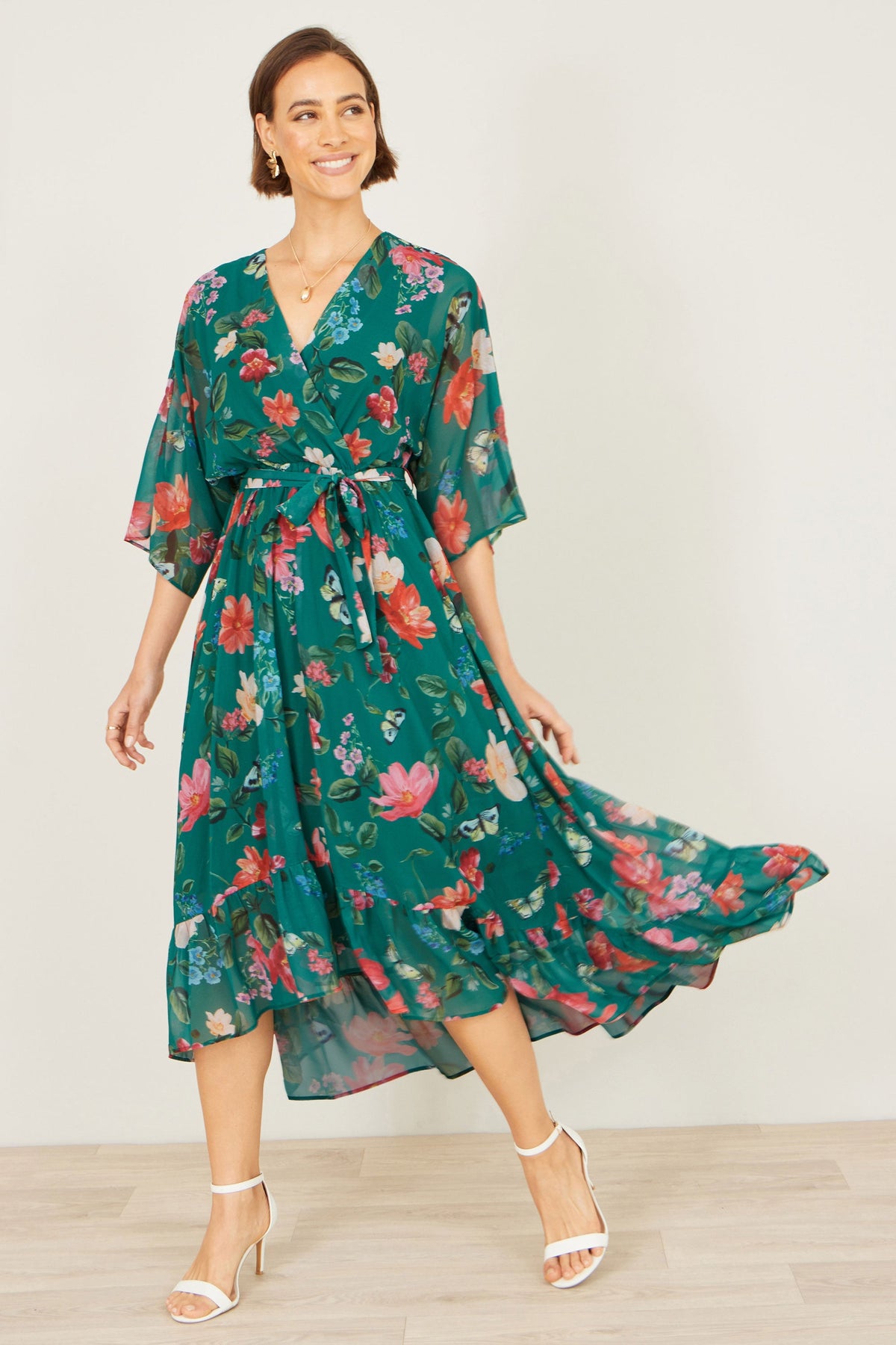 green kimono wrap dress Emerald Green Linen Maxi Dress, Boho Kimono Wrap Dress, Linen Clothing Women
