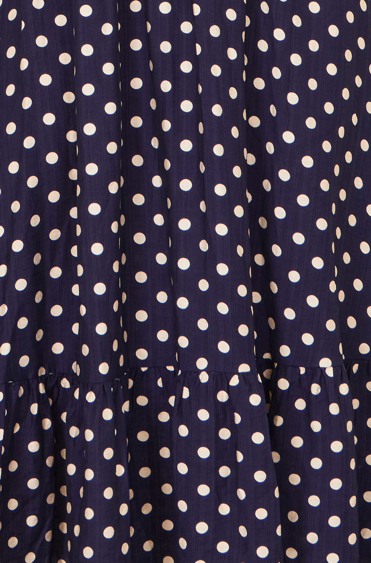 Yumi Navy Spot Ruched Waist Midi Dress