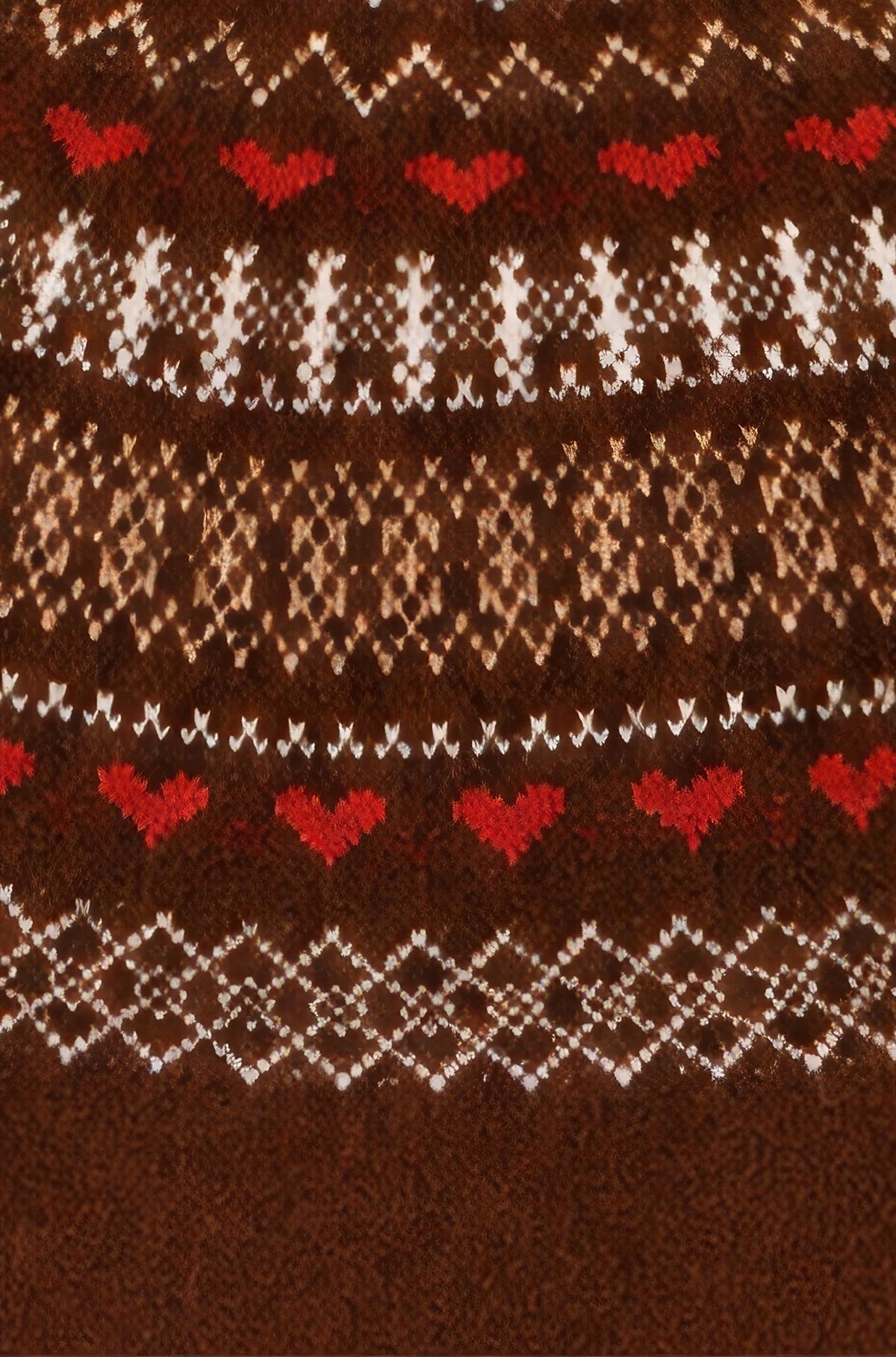 Yumi Brown Relaxed Fairisle Jumper