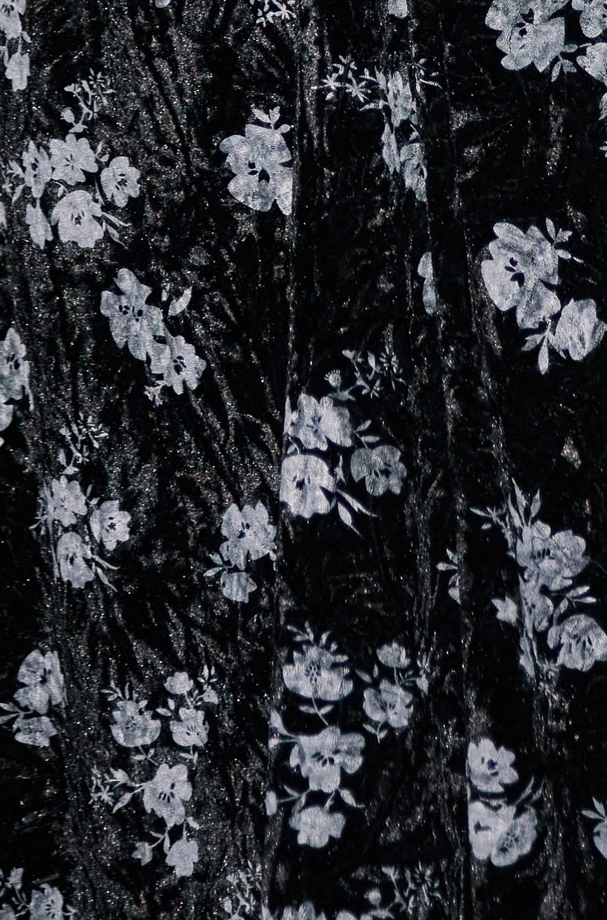 Yumi Black Floral Velvet Midi Wrap Dress