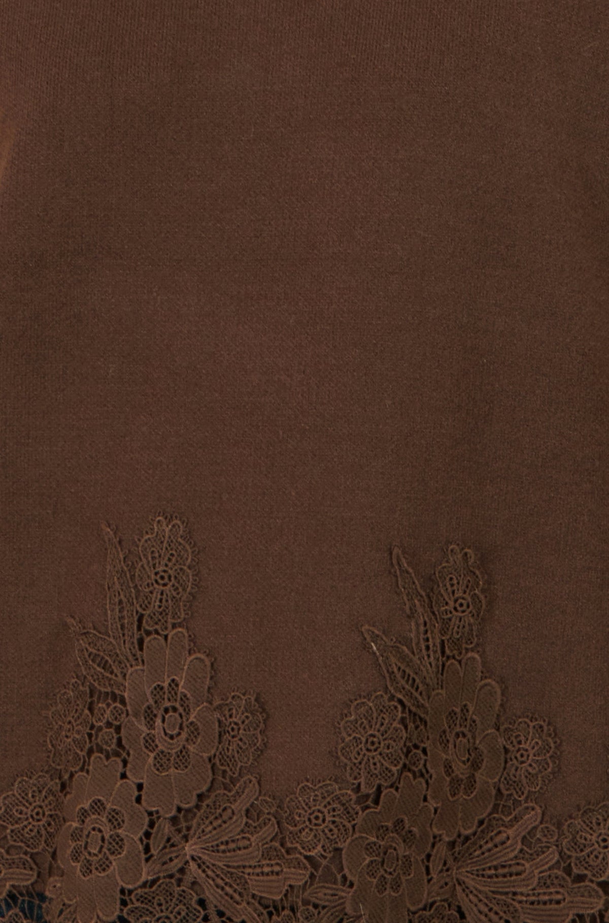 Yumi Brown Viscose Relaxed Jumper With Lace Trim