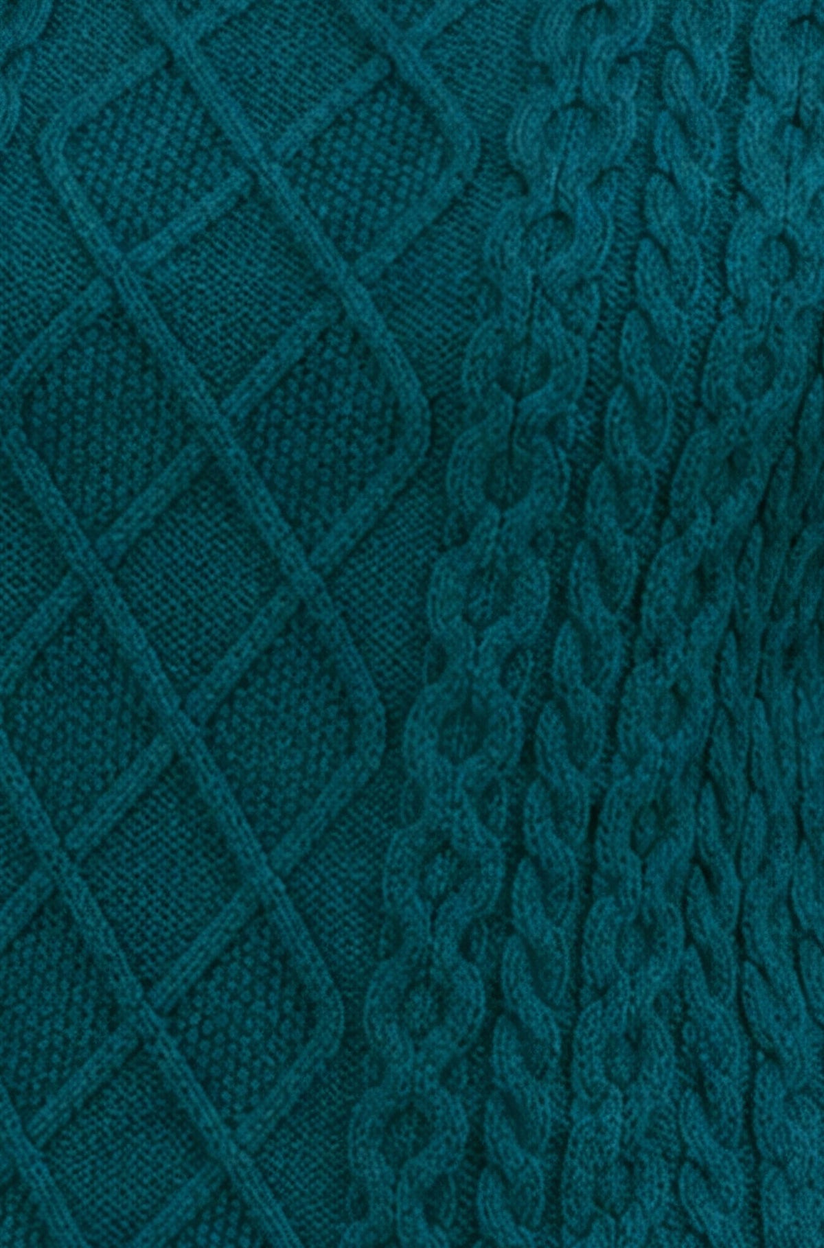Yumi Teal Cable Knit Roll Neck Jumper