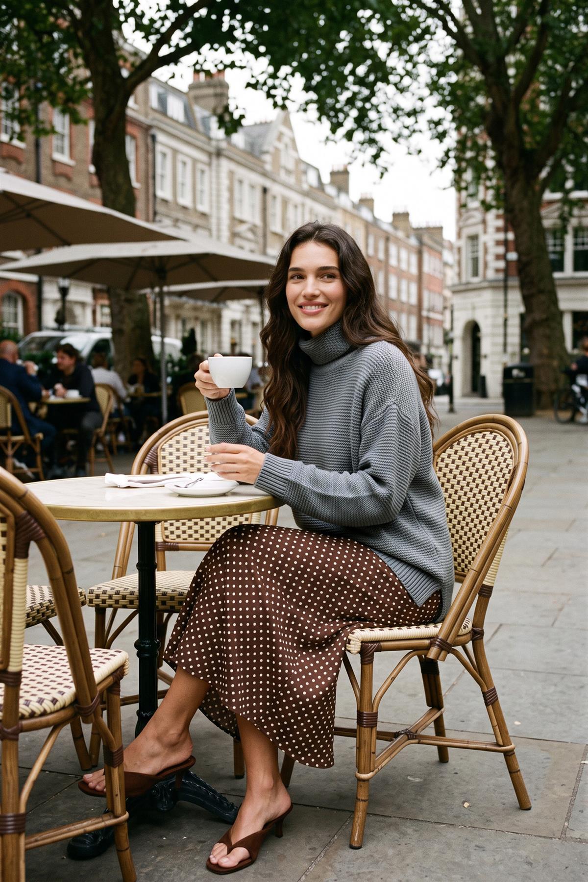 Grey Roll Neck Relaxed Fit Knitted Jumper