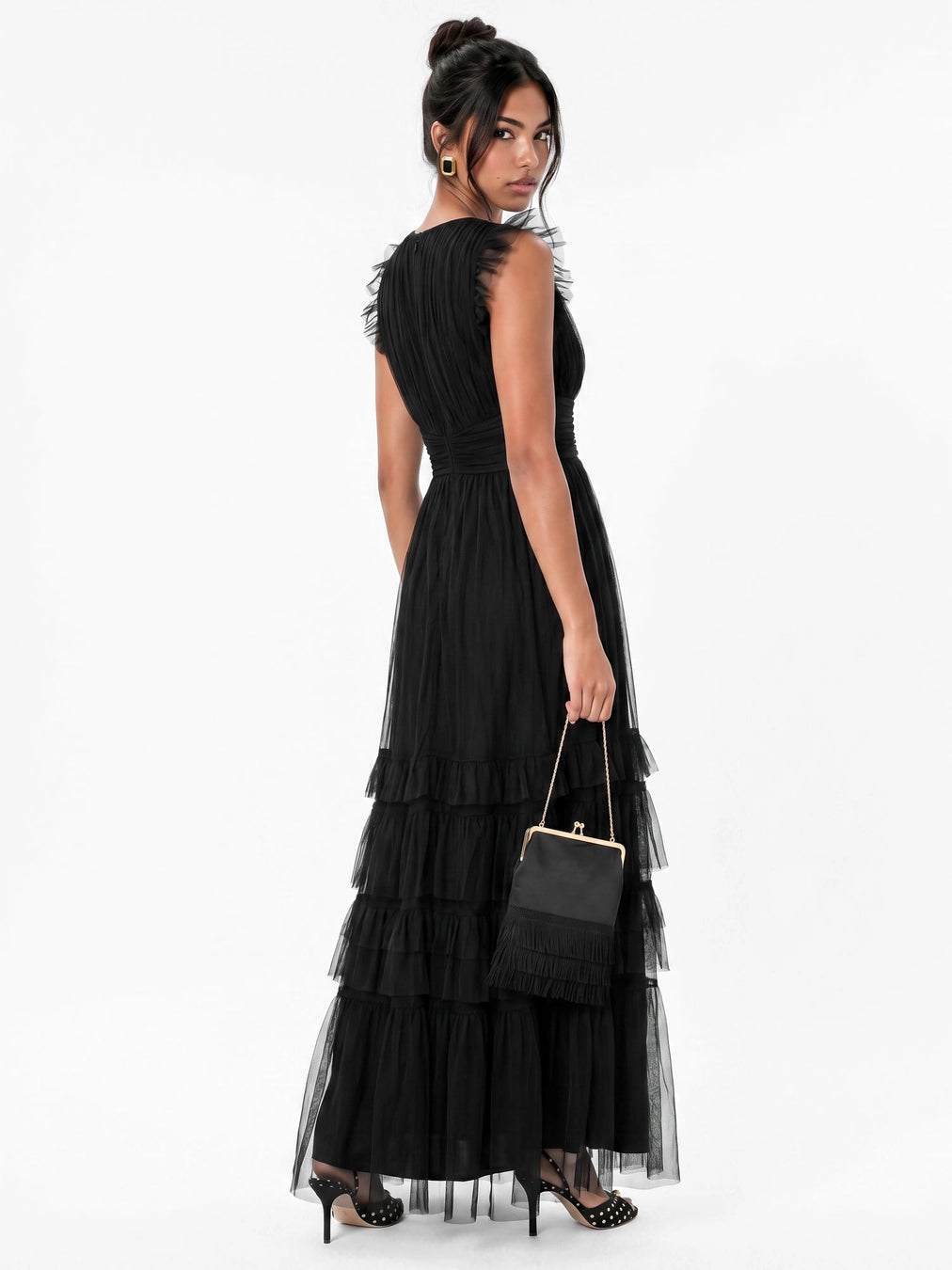 Anaya With Love Black Tulle Maxi Dress