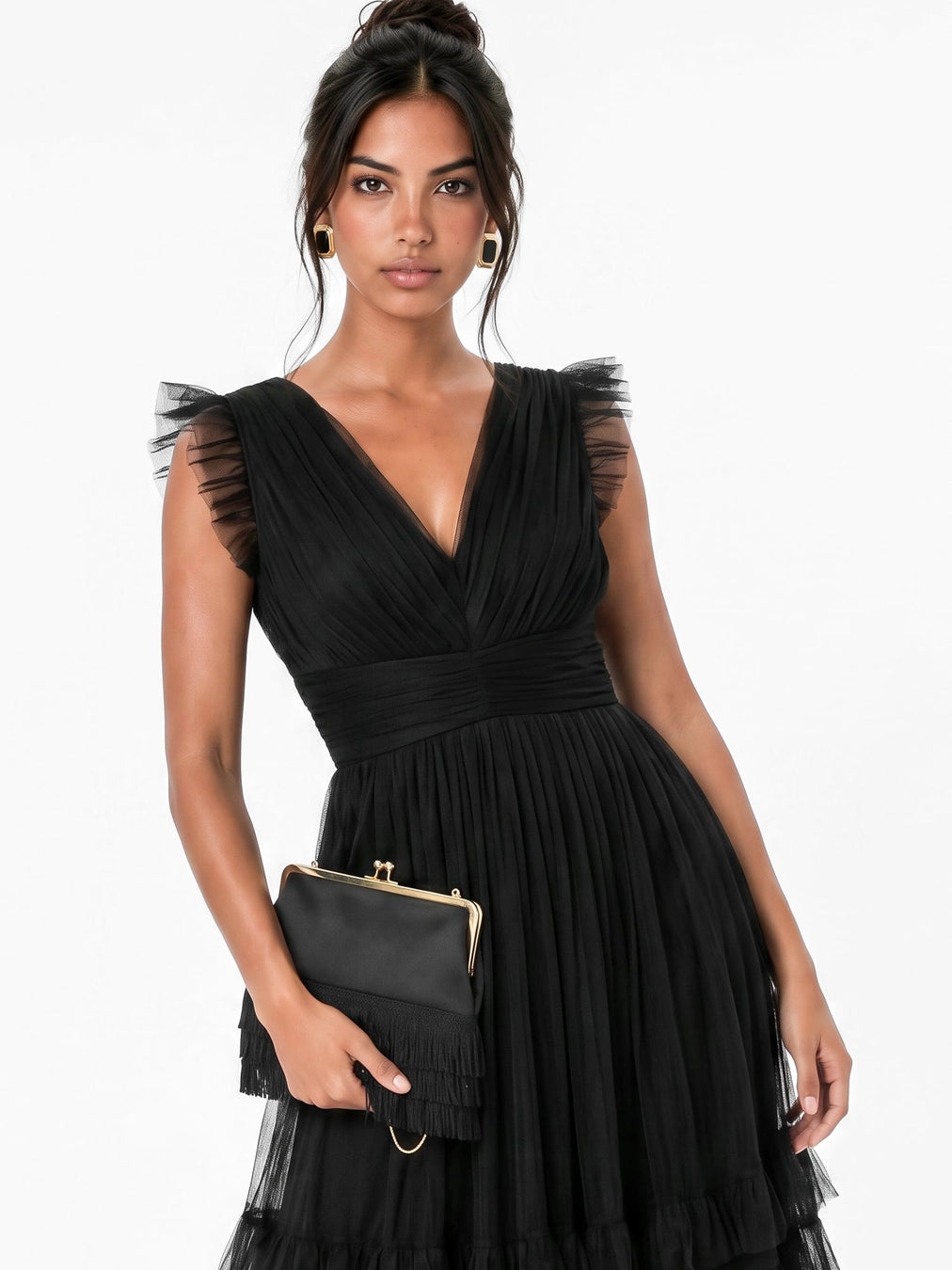 Anaya With Love Black Tulle Maxi Dress