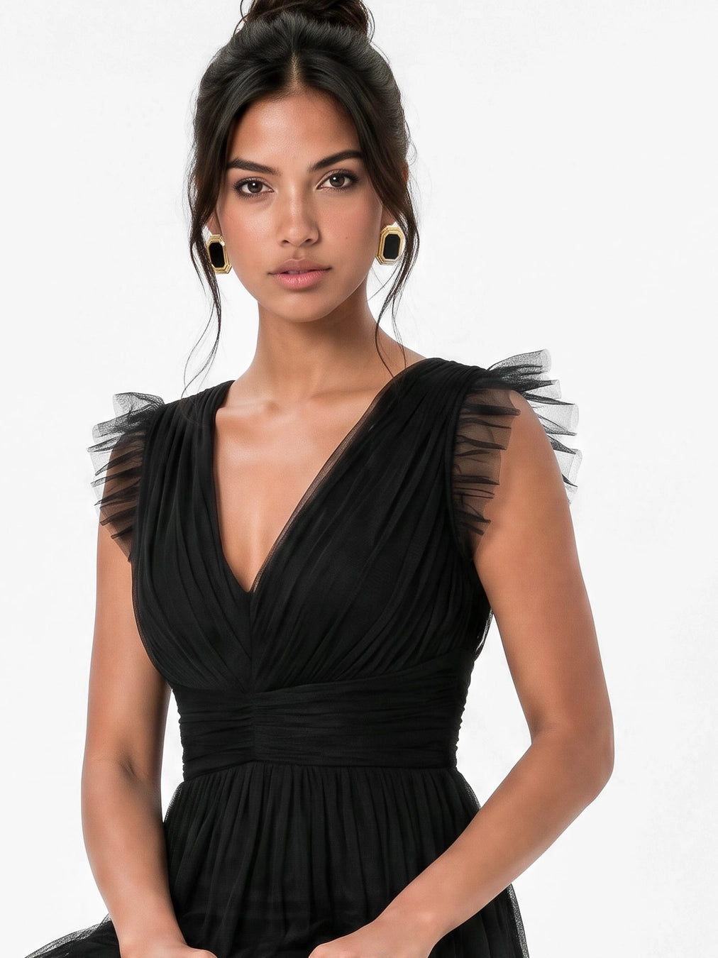 Anaya With Love Black Tulle Maxi Dress