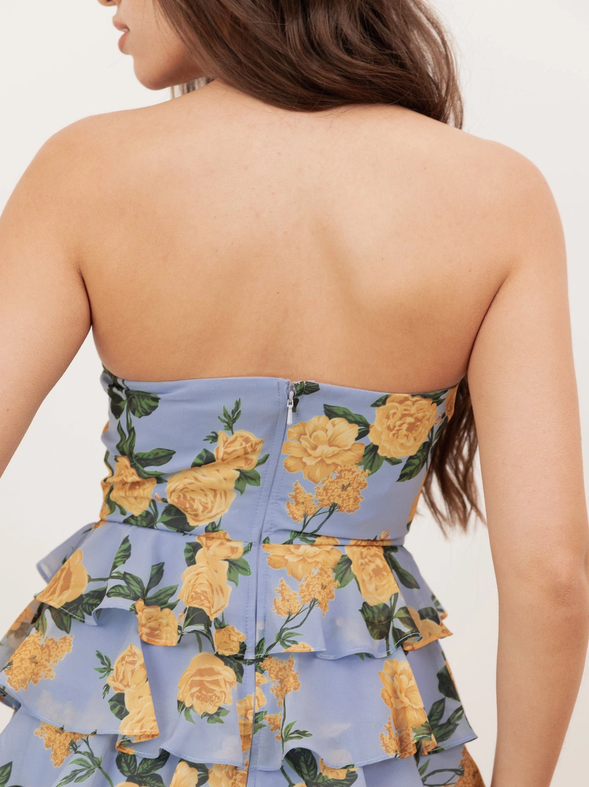 Anaya With Love Blue Floral Tiered Frill Maxi Dress