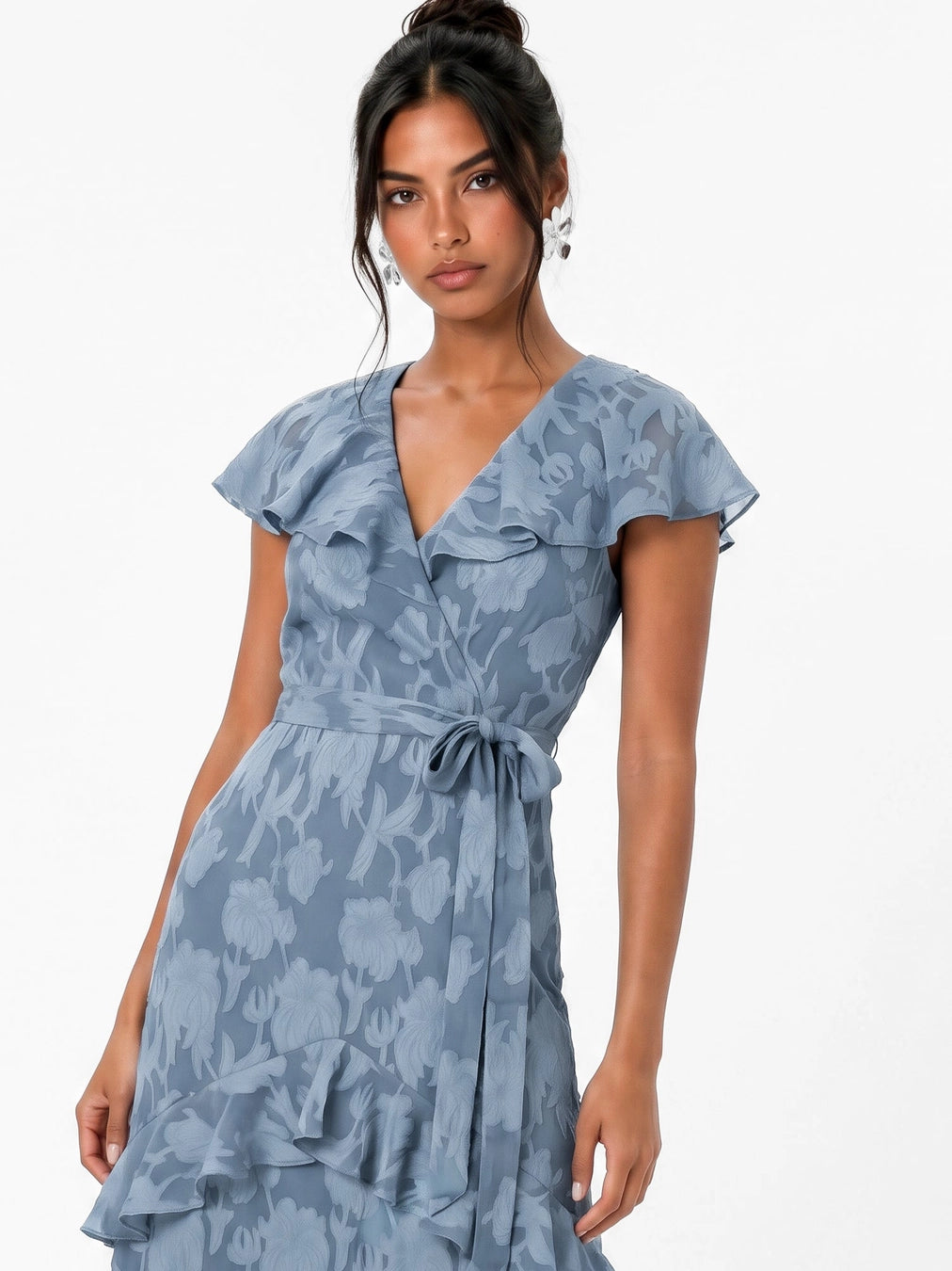 Anyaya With Love Opal Blue Burnout Floral Maxi Dress