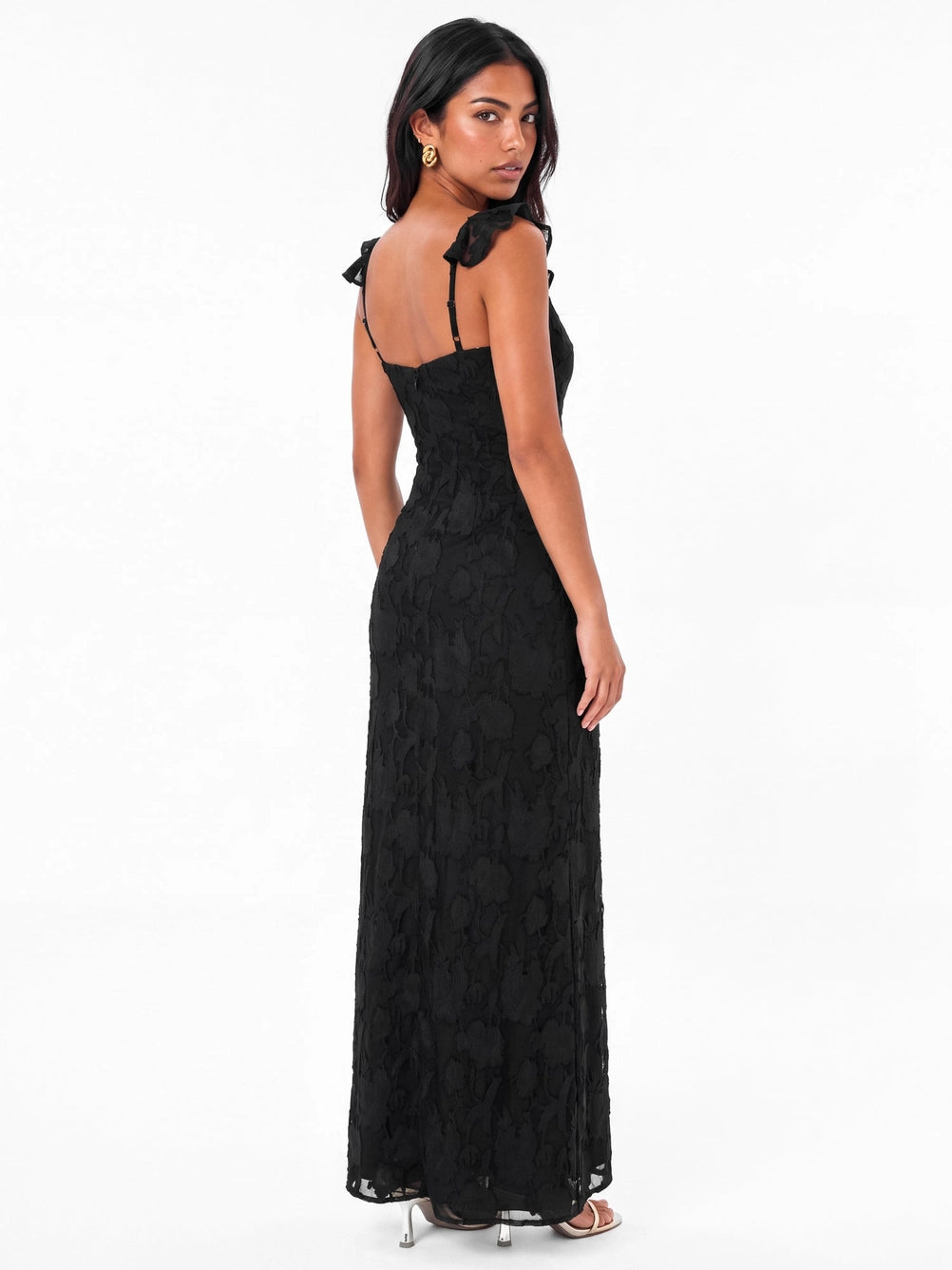 Anaya With Love Black Burnout Strappy Maxi Dress