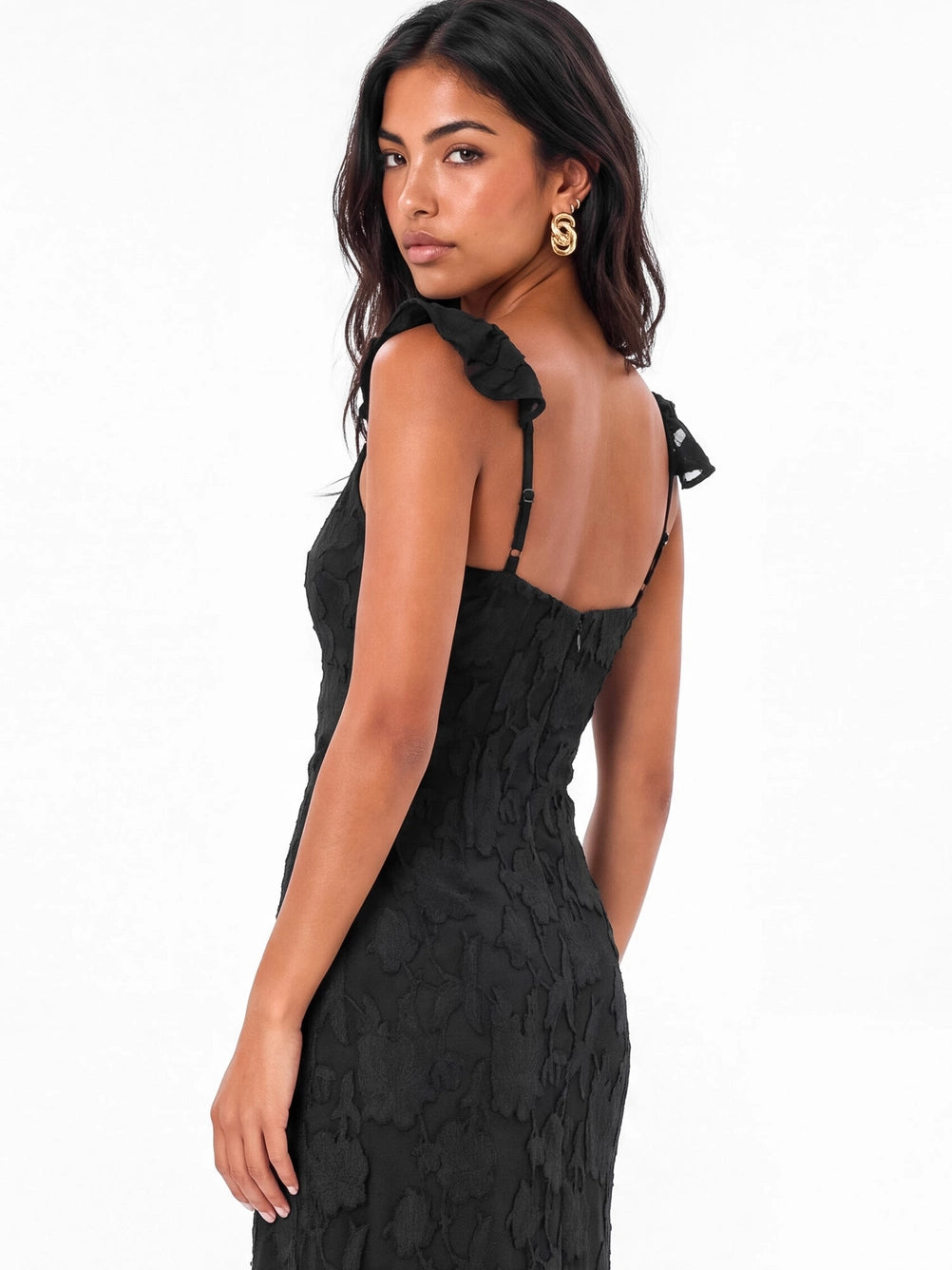Anaya With Love Black Burnout Strappy Maxi Dress