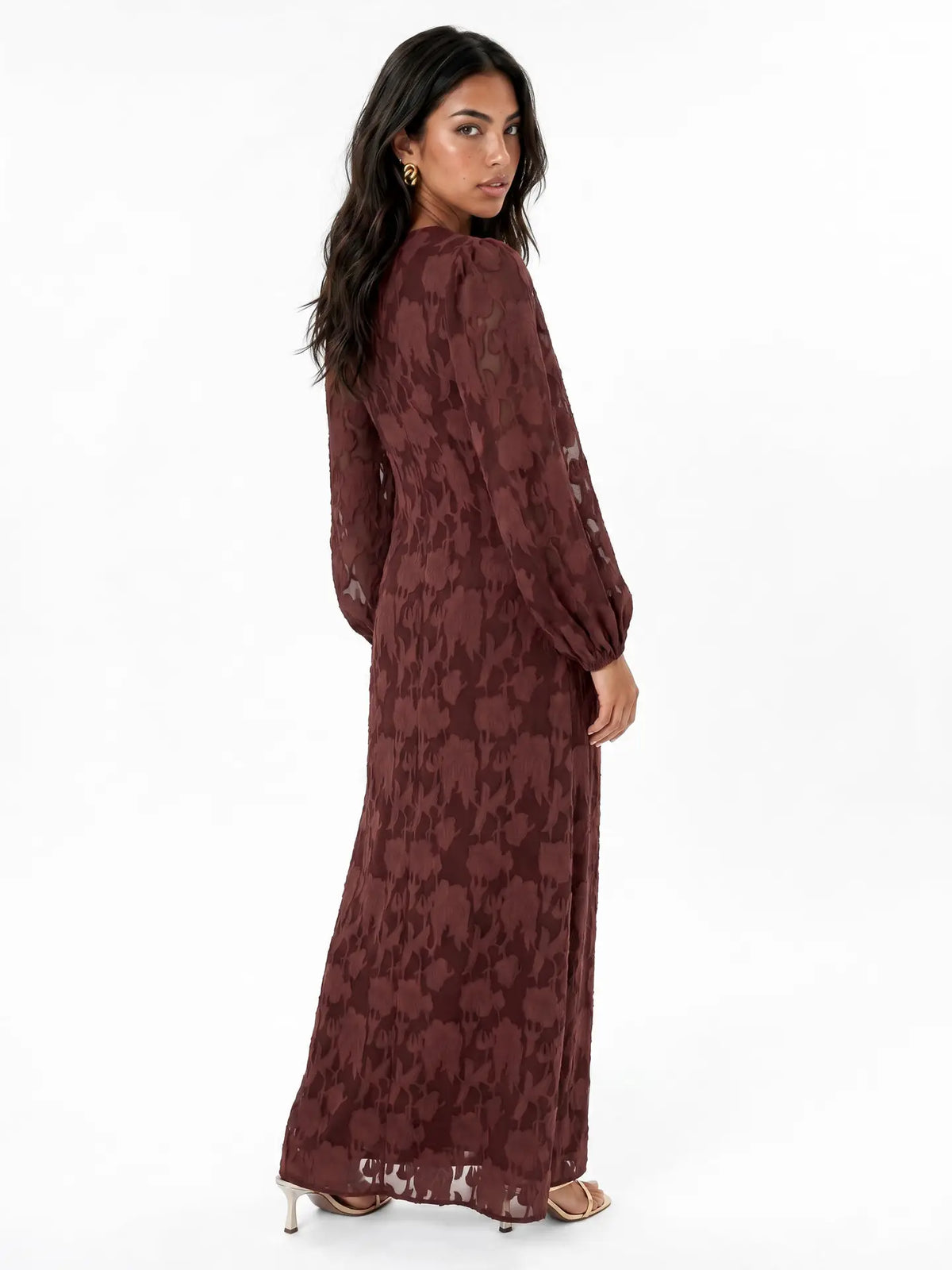 Anaya With Love Chocolate Floral Burnout Maxi Dress